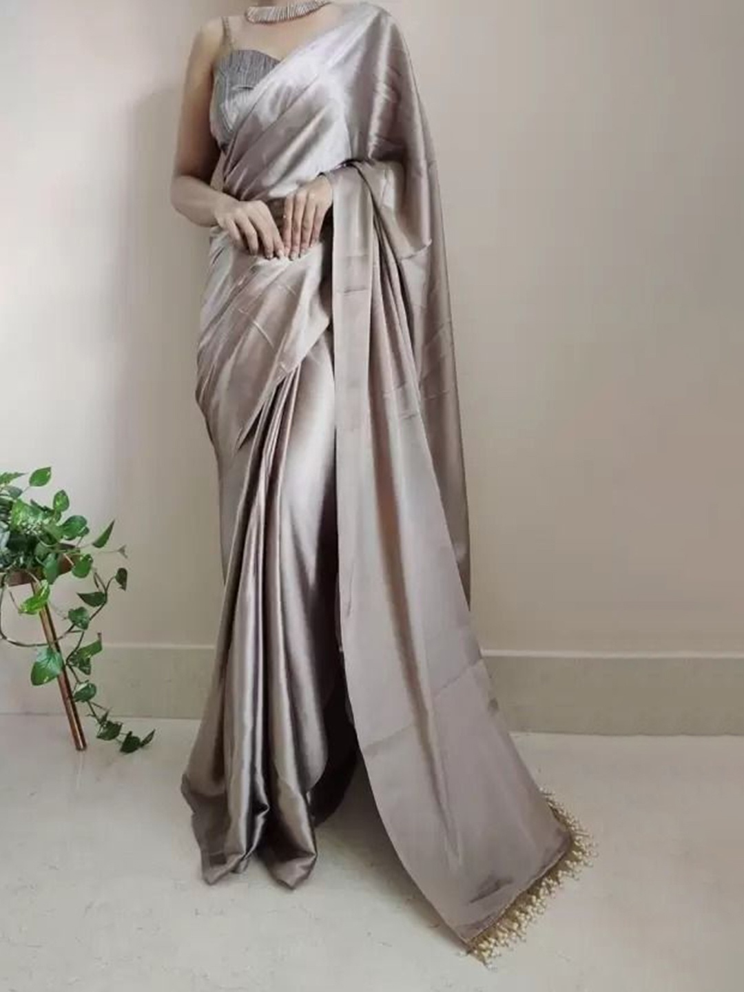 

Florence Satin Saree, Grey