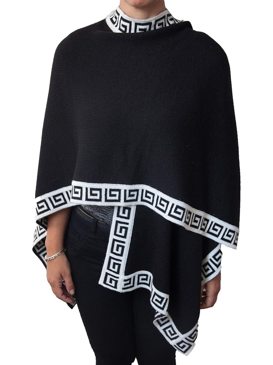 

LULU & SKY Women Printed Shrug, Black