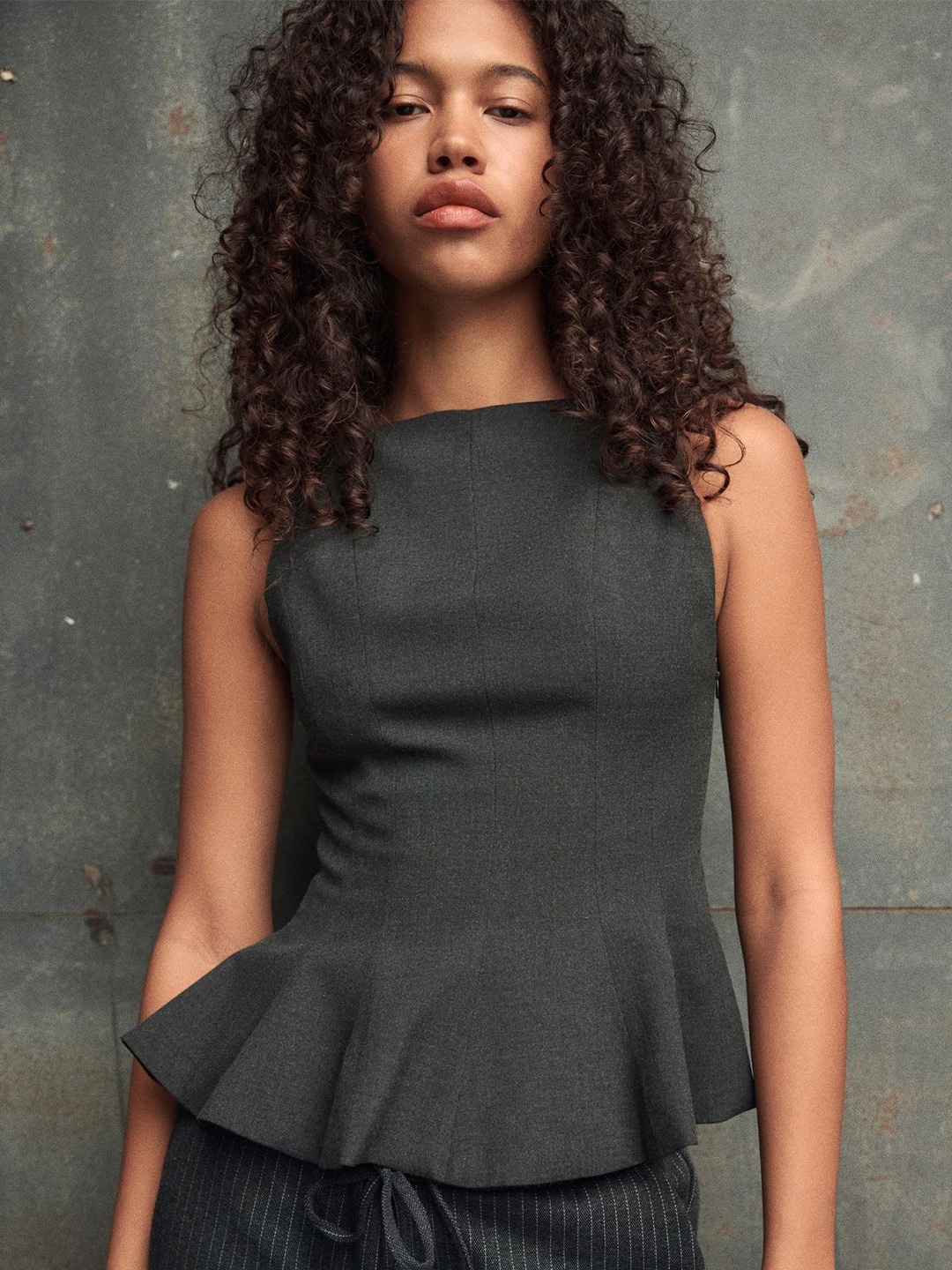 

LULU & SKY Peplum Top, Grey