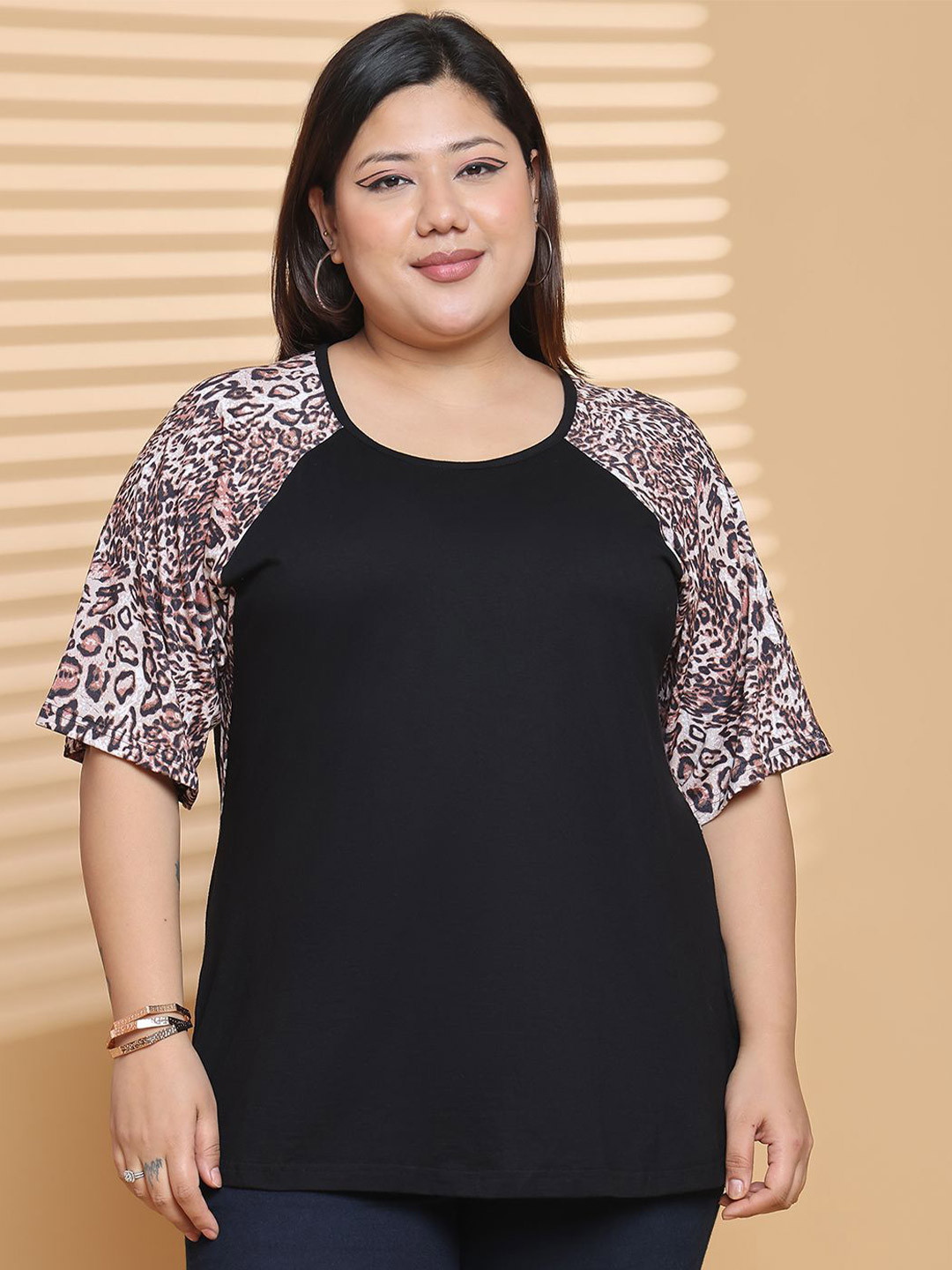 

theRebelinme Plus Size Animal Printed Top, Black