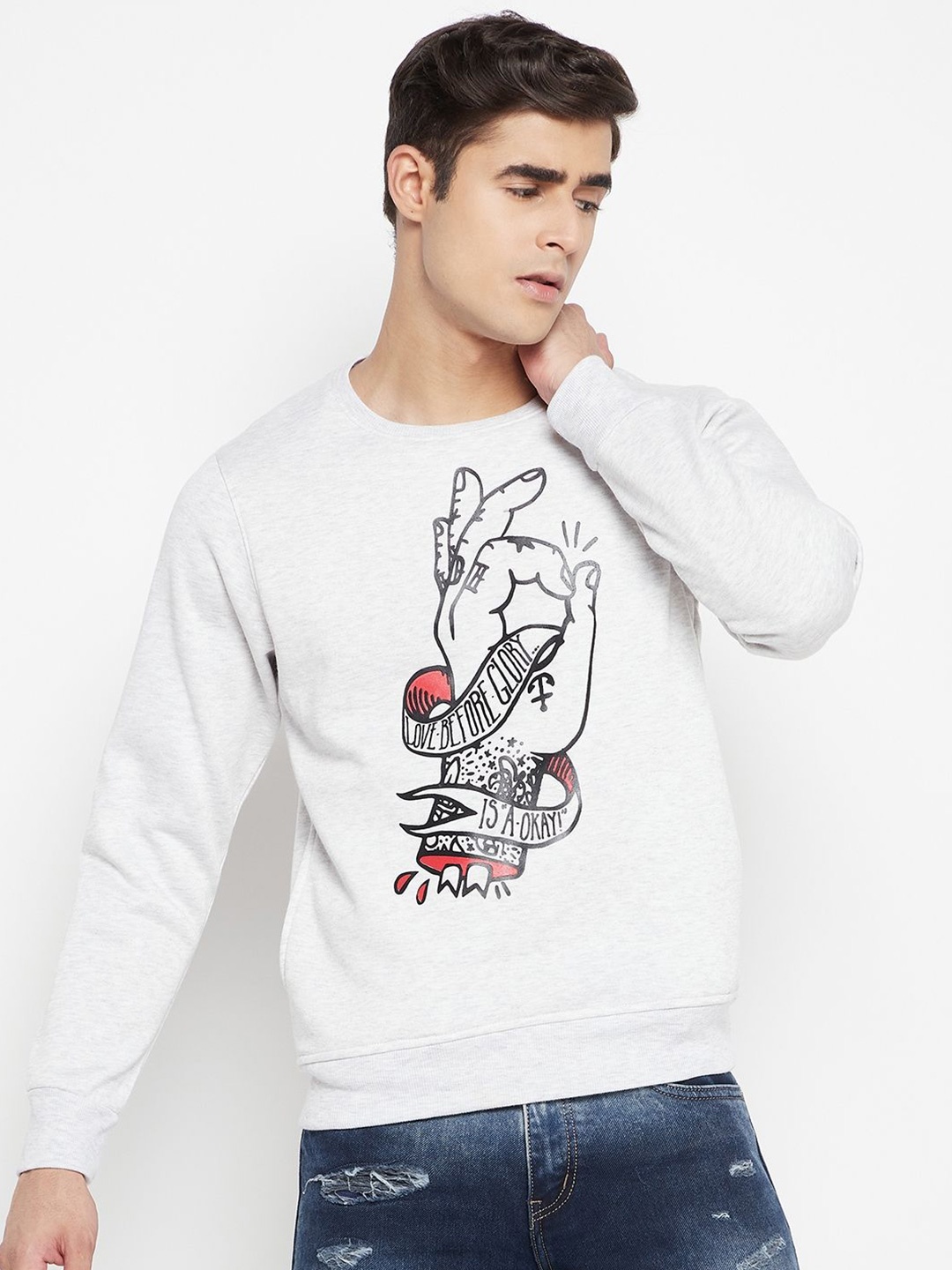 

LYCOS Men Printed Sweatshirt, Grey