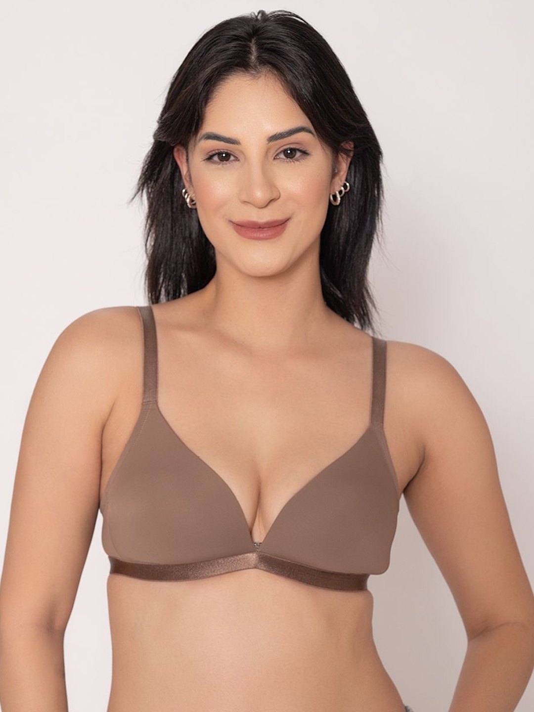 

Chelvet Women Bra Full Coverage Lightly Padded, Brown