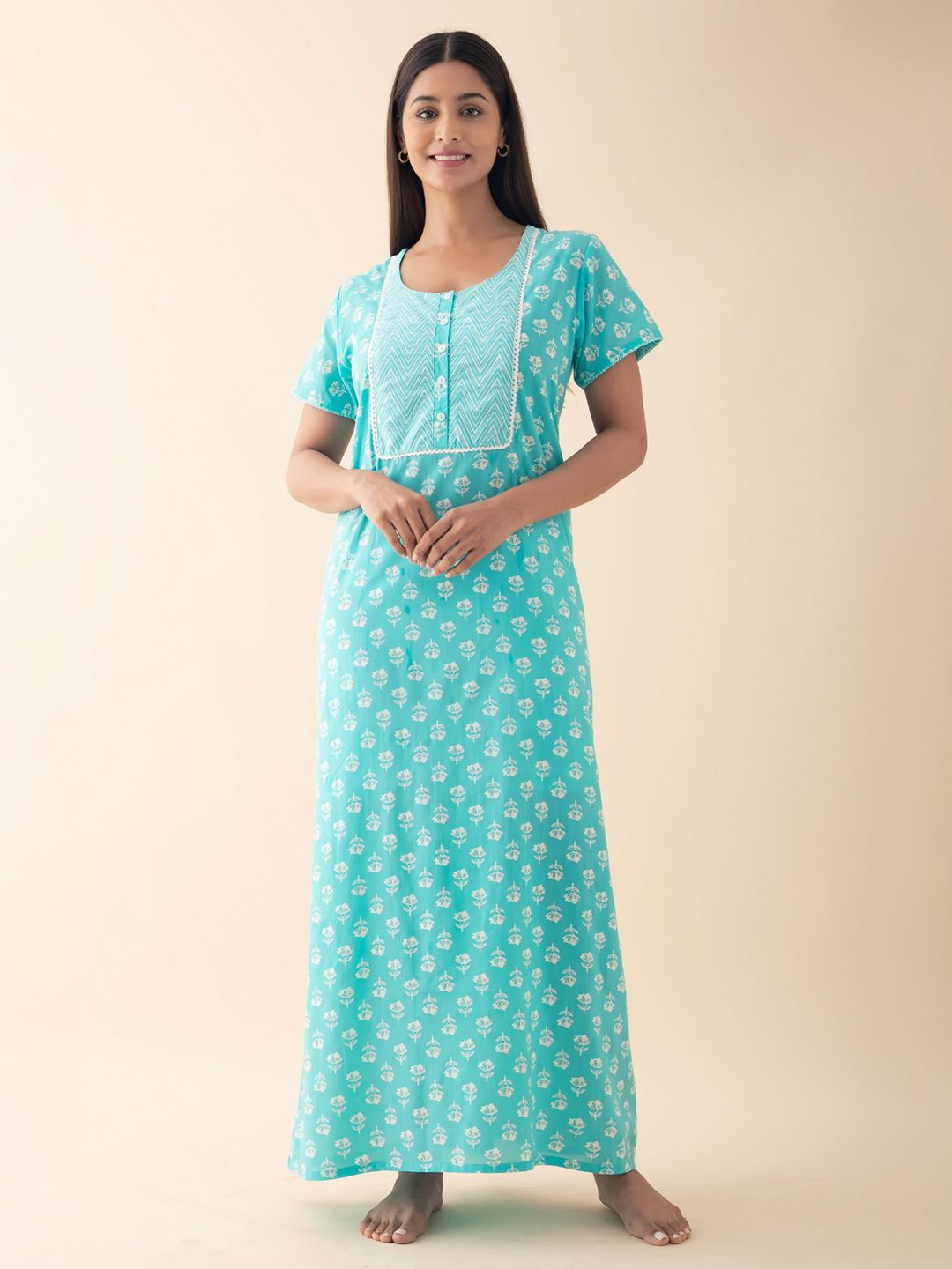

Maybell Printed Maxi Nightdress, Blue