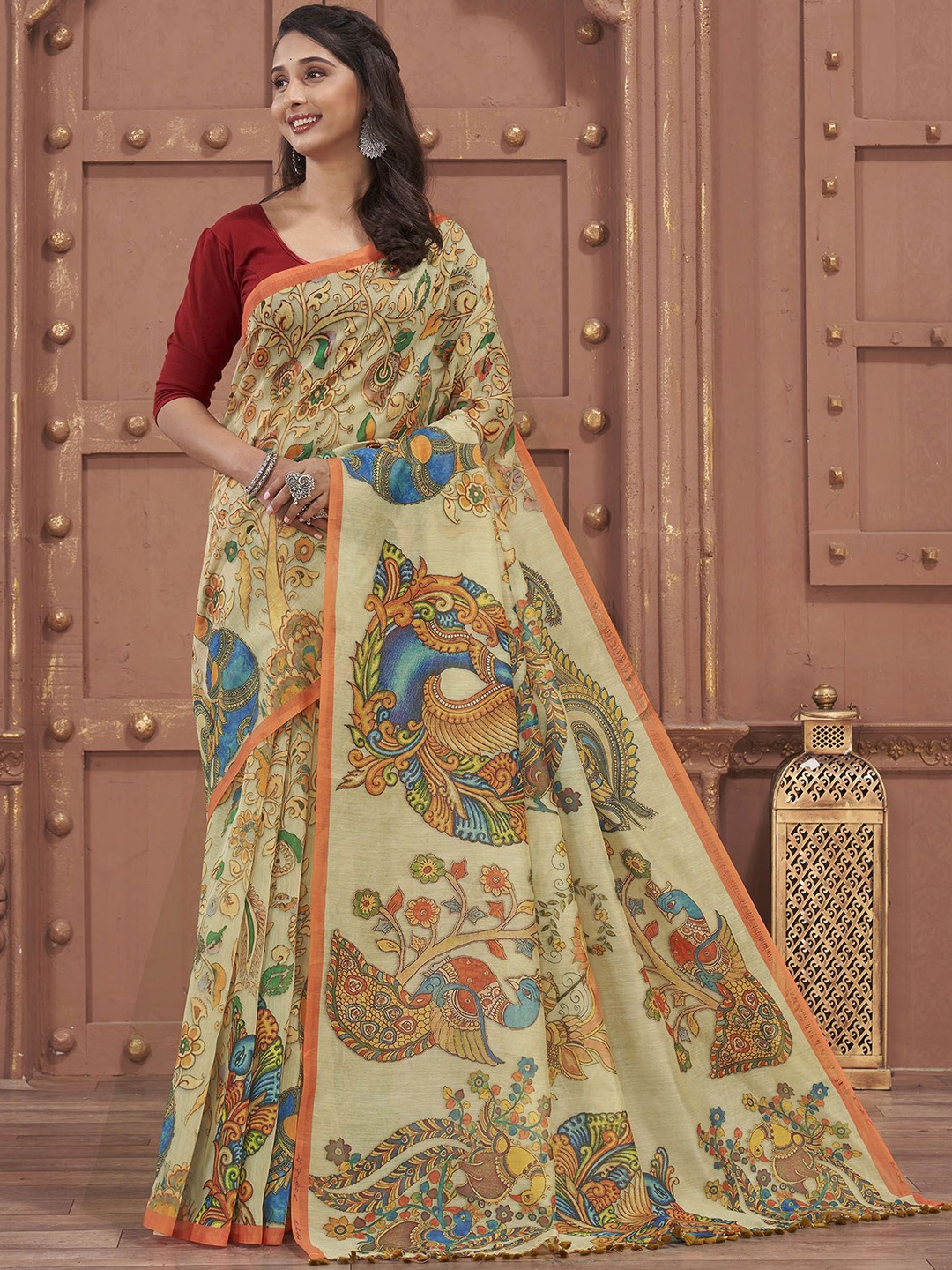 

Ekana Floral Saree, Beige