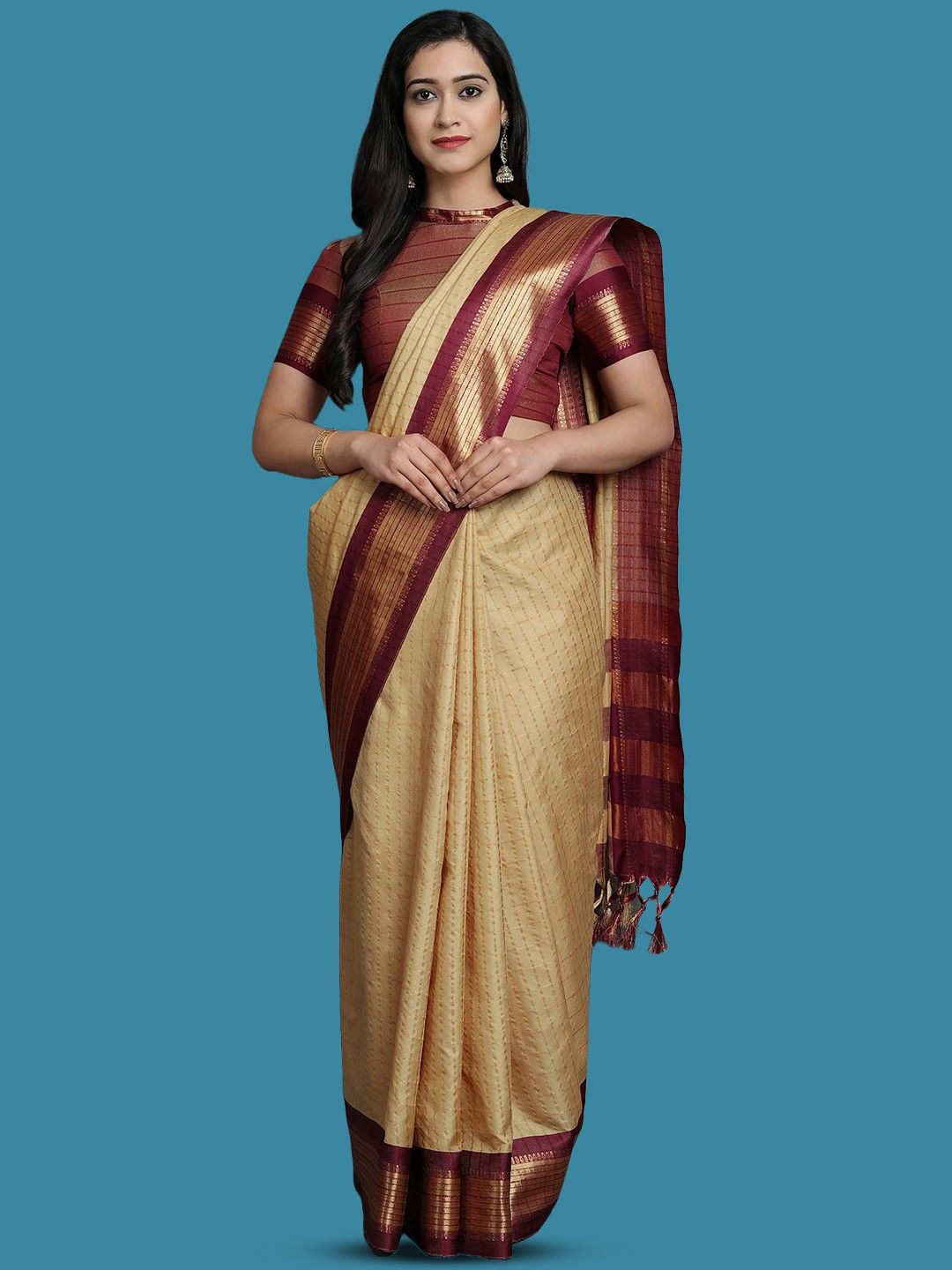 

yourwish Woven Design Zari Garad Saree, Beige