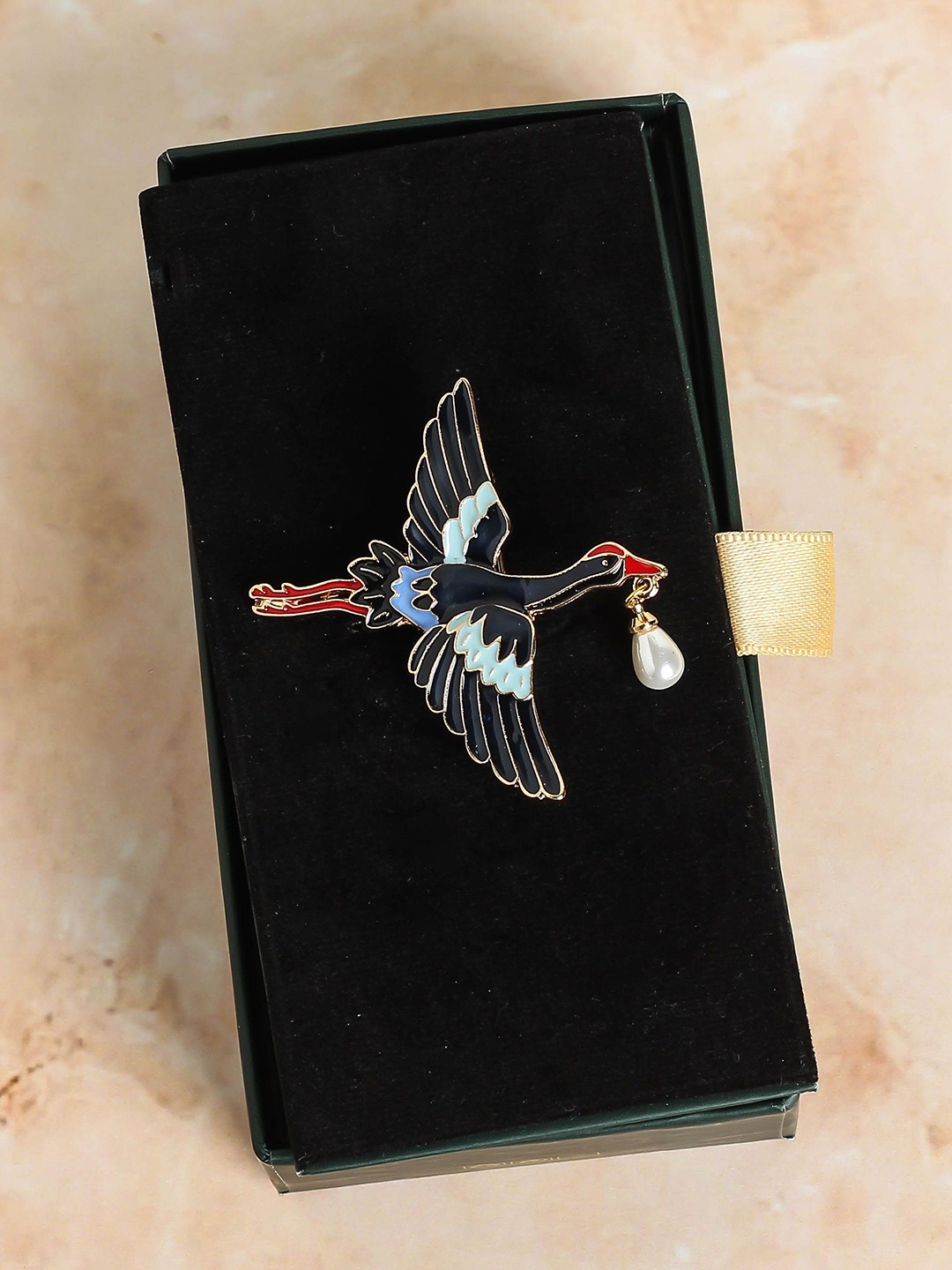 

Tossido Men Beaded Flamingo Brooch, Gold