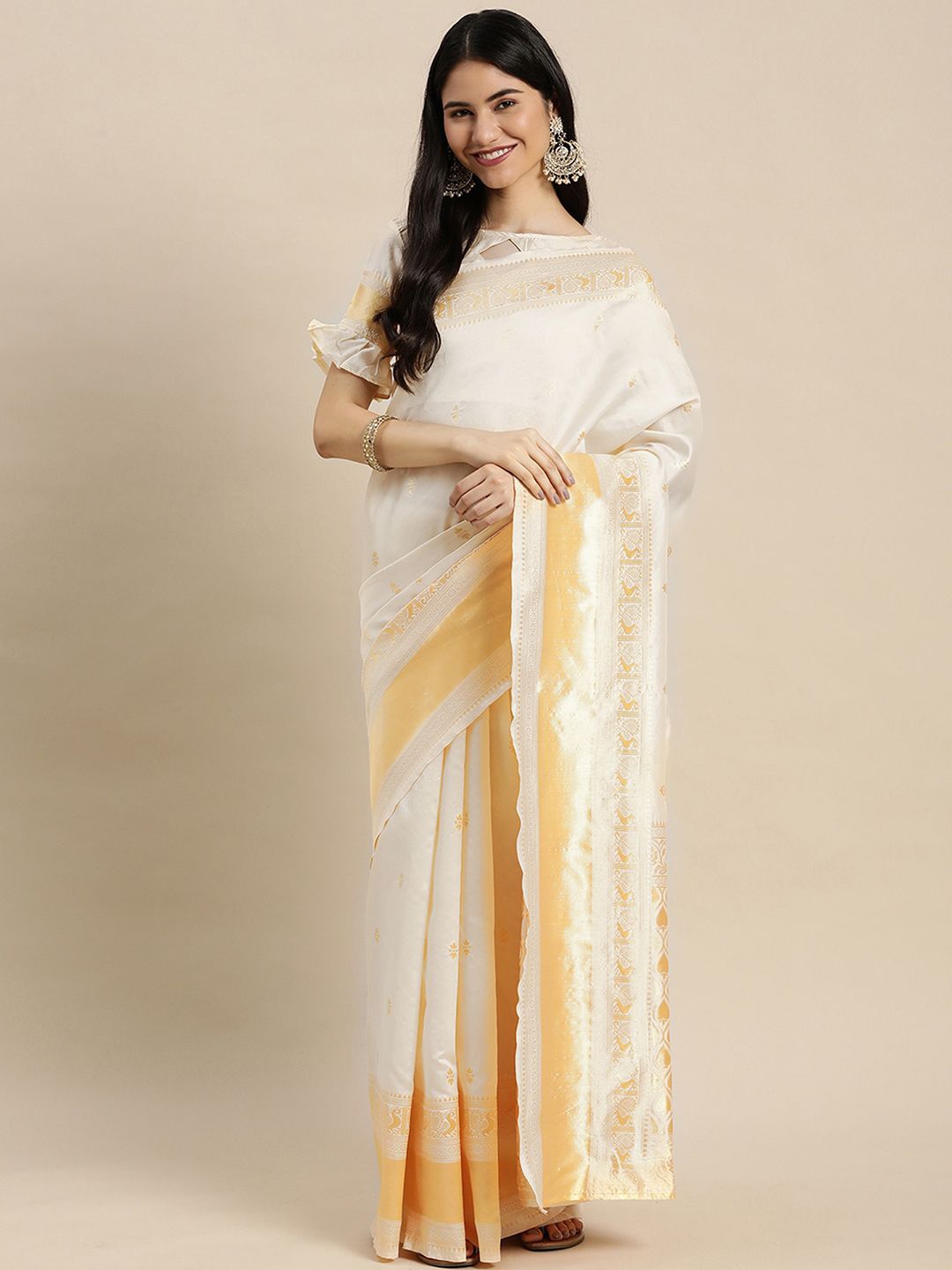 

KALINI Woven Design Zari Banarasi Saree, White