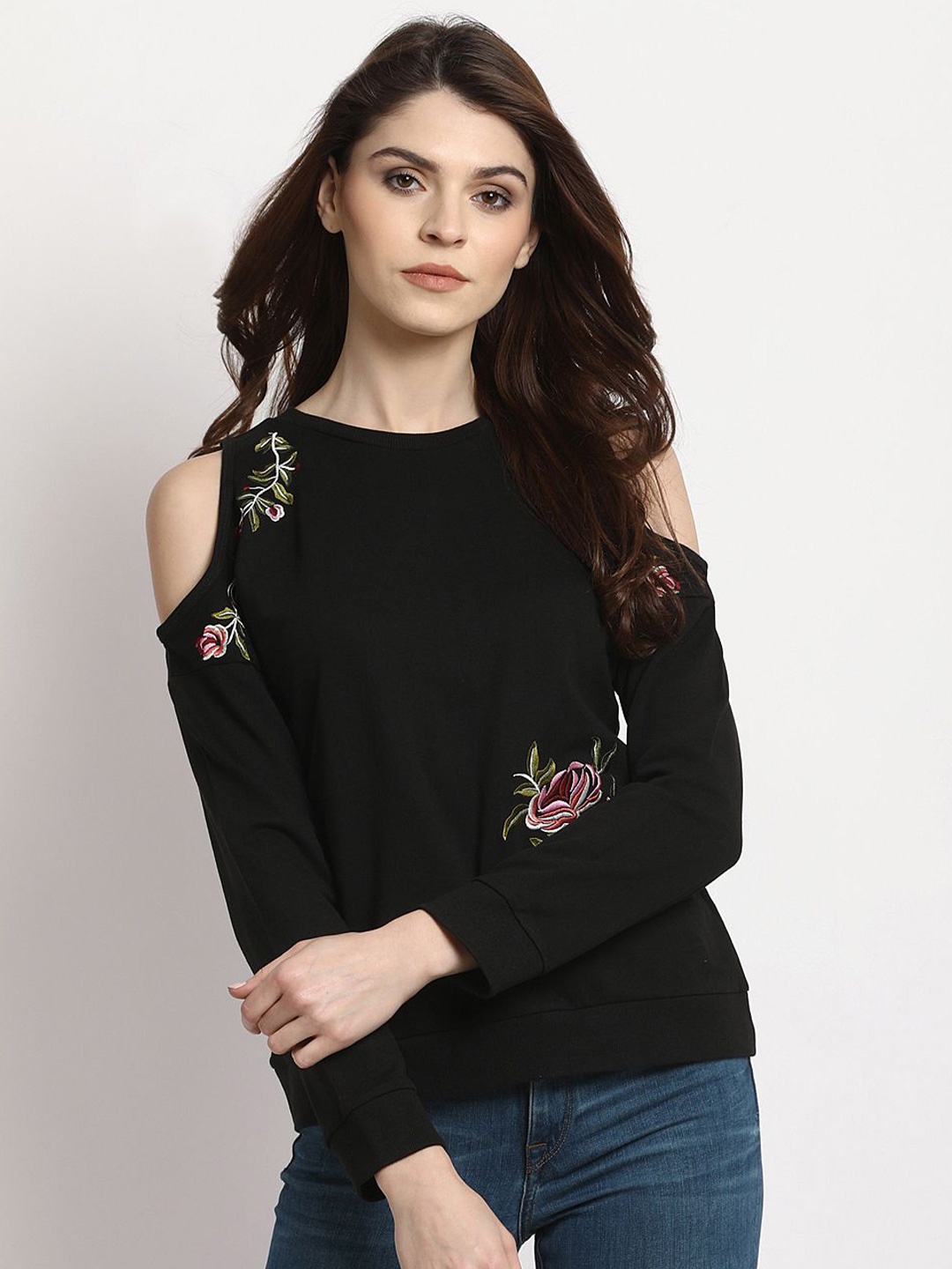 

RARE Women Embroidered Sweatshirt, Black