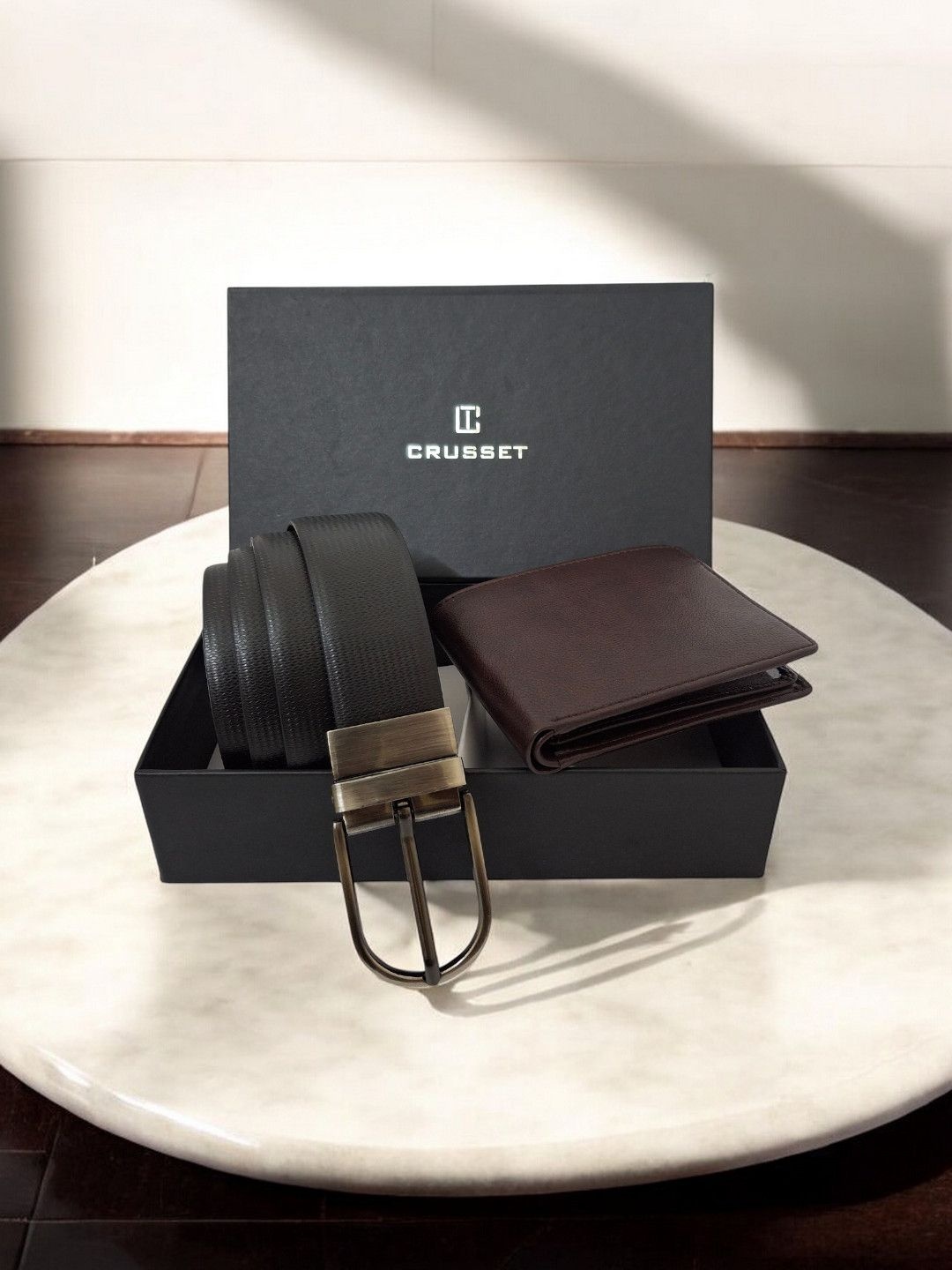 

CRUSSET Men Stylish Belt & Wallet Accessory Gift Set, Black