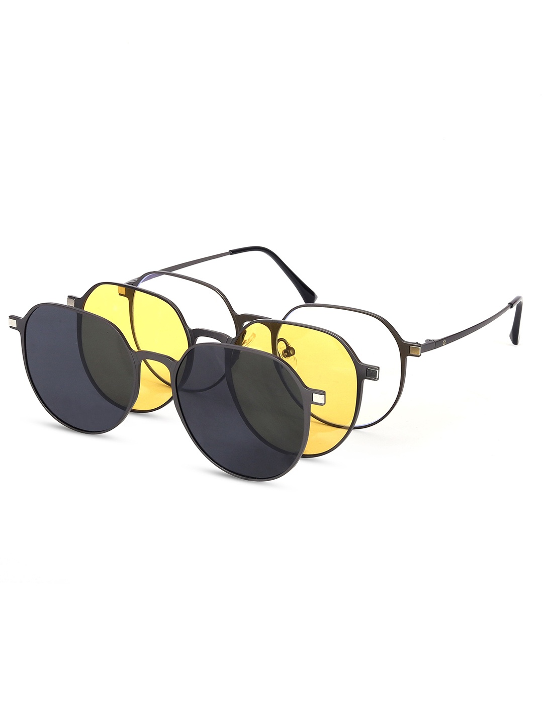 

HASHTAG EYEWEAR Women Full Rim Oval Clip on Frame With Blue-Cut Lens - 57023, Grey