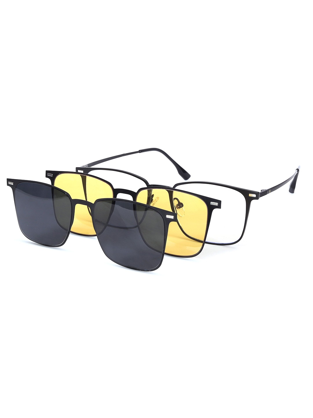 

HASHTAG EYEWEAR Unisex Full Rim Clip on Rectangle Frames With Blue-Cut Lens - 57012, Black