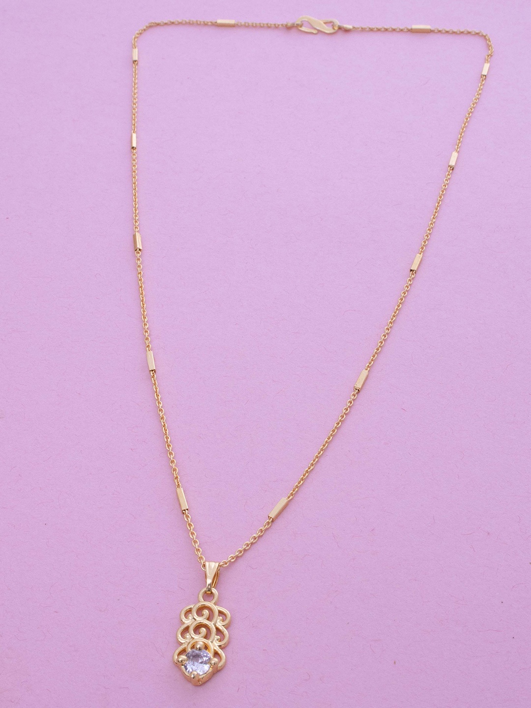 

Ramdev Art Fashion Jwellery Gold-Plated Stone Studded Pendant With Chain
