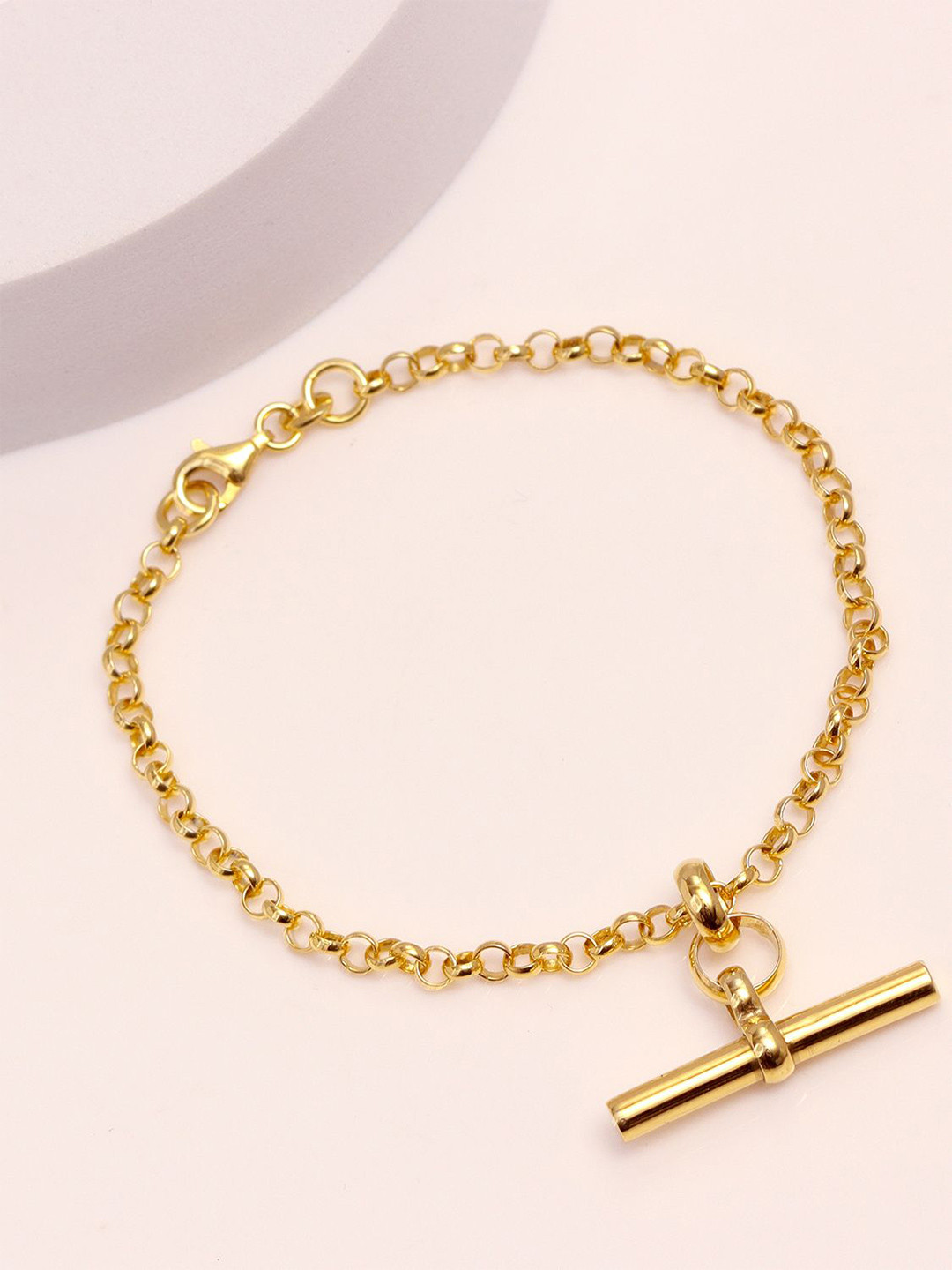 

LeCalla Women Sterling Silver Cubic Zirconia Gold-Plated Link Bracelet