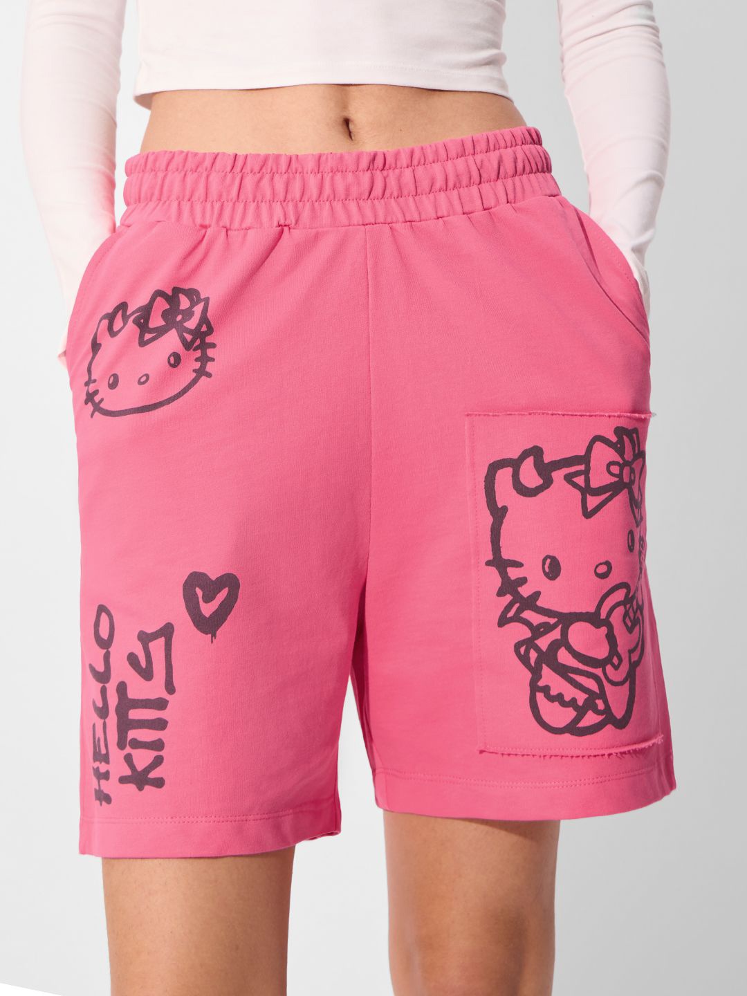 

The Souled Store Women Printed Hello Kitty Shorts, Pink