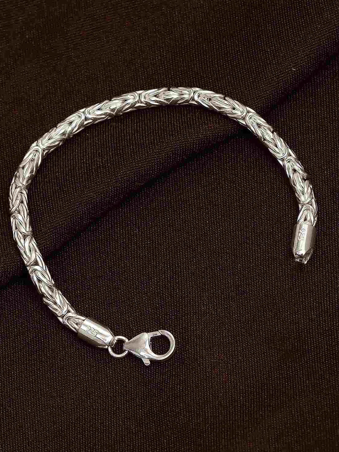 

LeCalla Men Sterling Silver Cubic Zirconia Silver-Plated Wraparound Bracelet