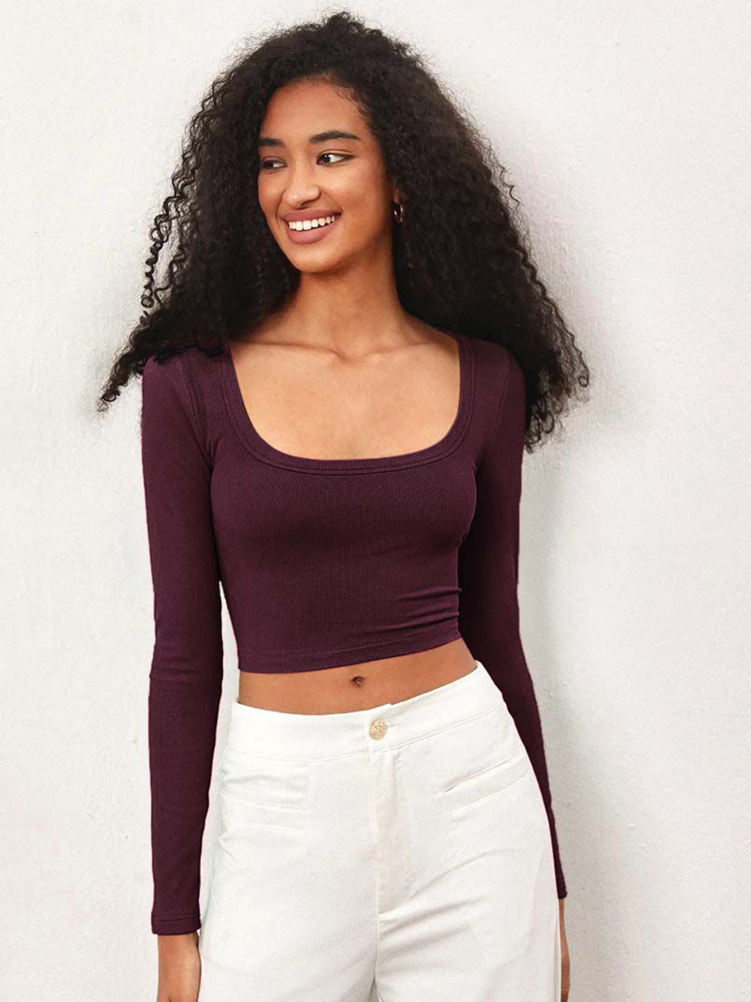 

Stylecast X Slyck Crop Top, Burgundy