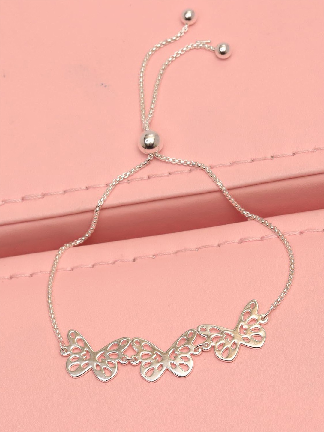 

LeCalla Women Sterling Silver Cubic Zirconia Silver-Plated Charm Bracelet