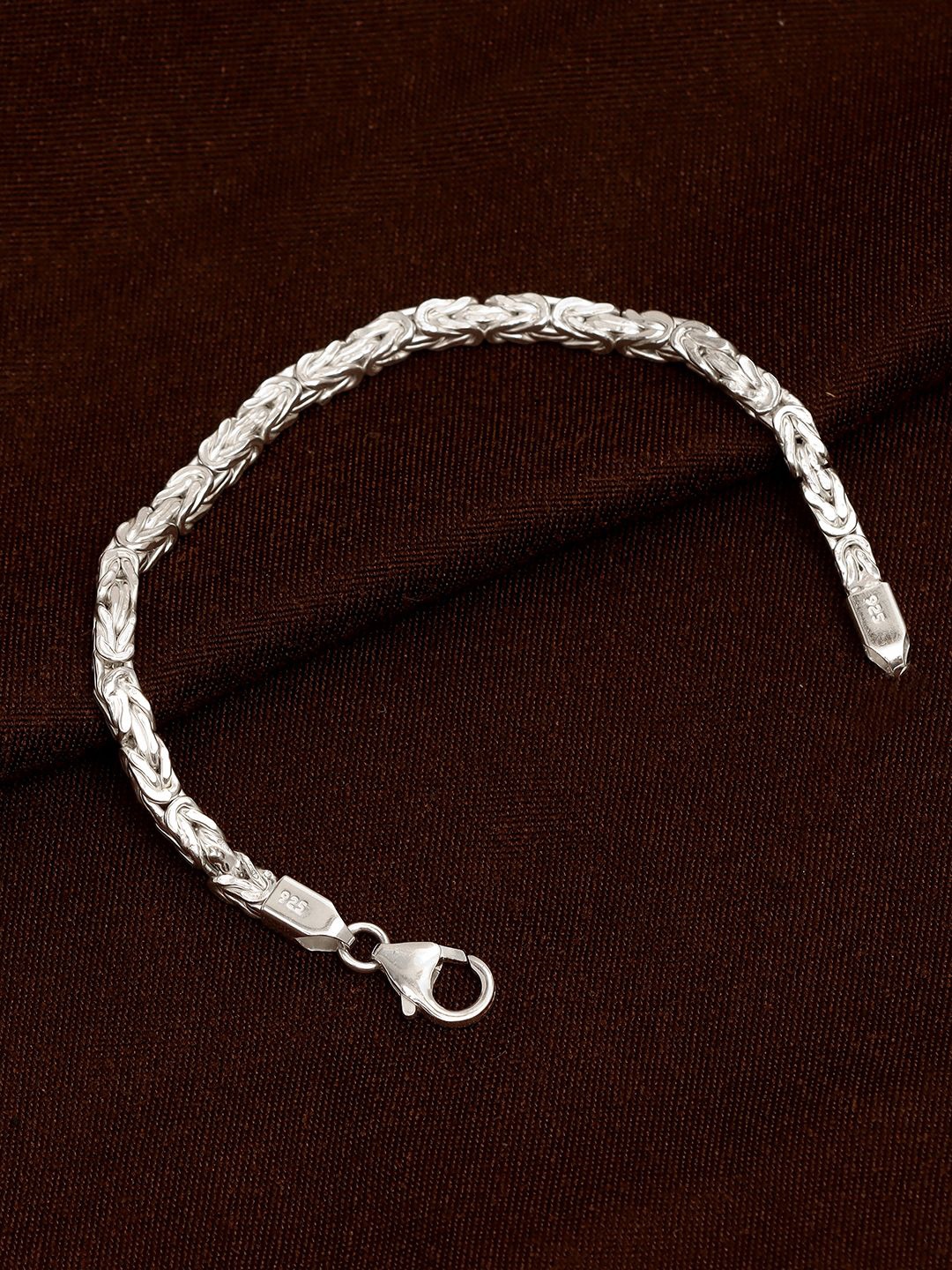 

LeCalla Men Sterling Silver Cubic Zirconia Silver-Plated Link Bracelet
