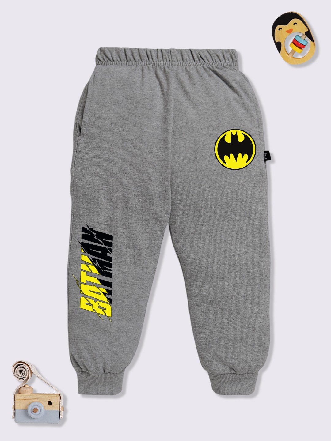 

YK X Minute Mirth Boys Graphic Printed Joggers, Grey