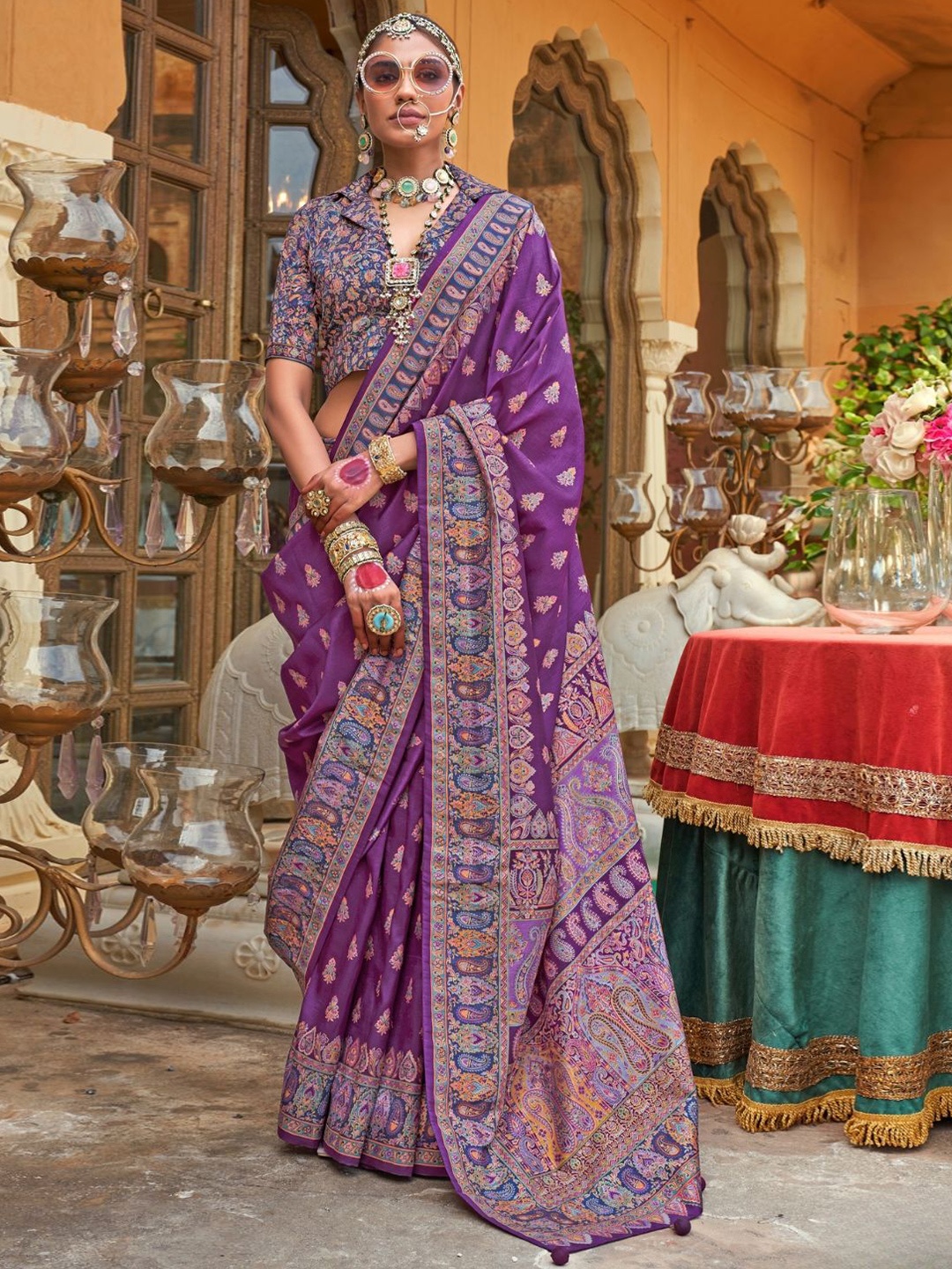 

DEVATITHI Purple Patola Silk Saree