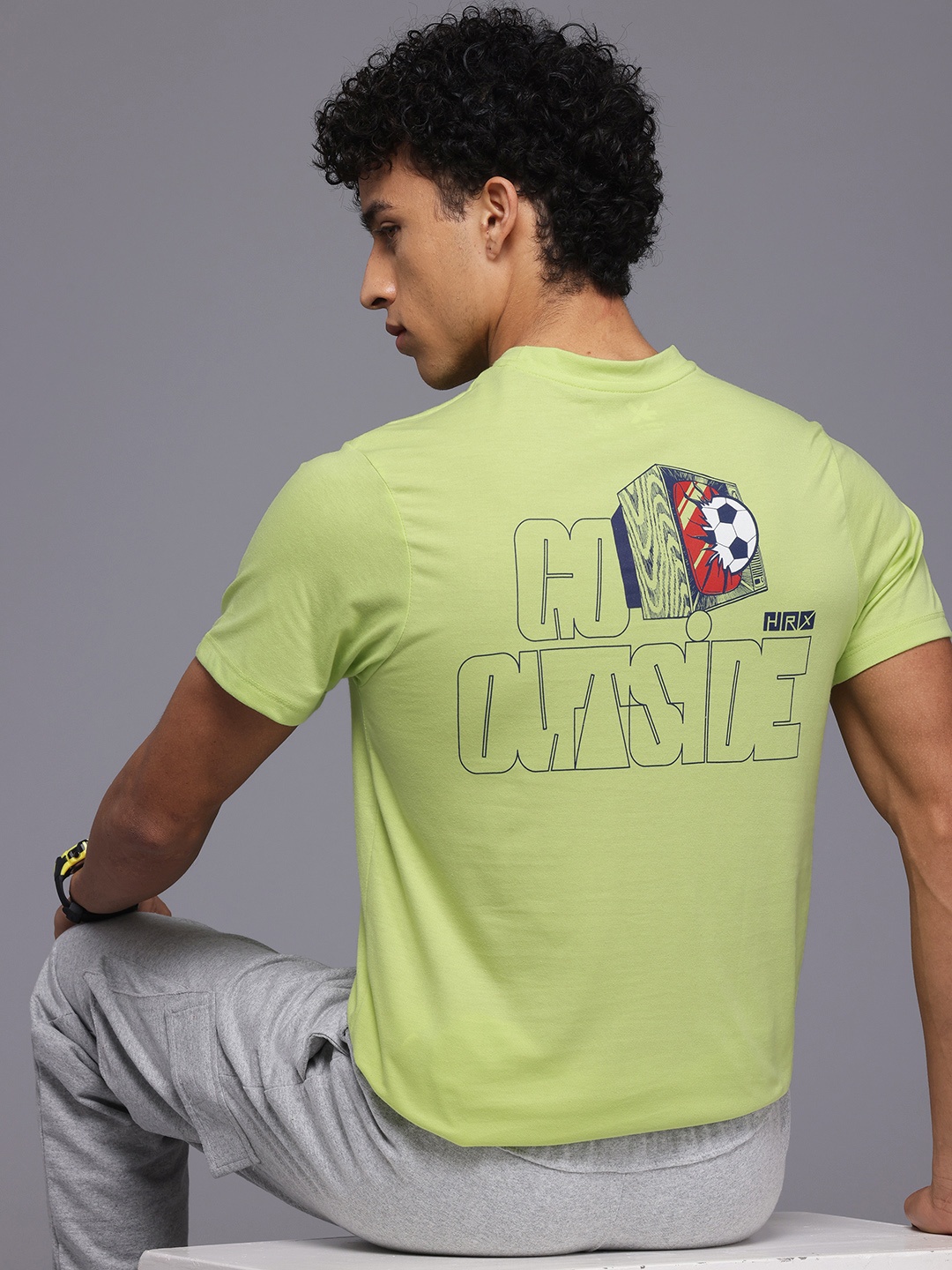 

HRX by Hrithik Roshan Men Typography Printed T-shirt, Lime green