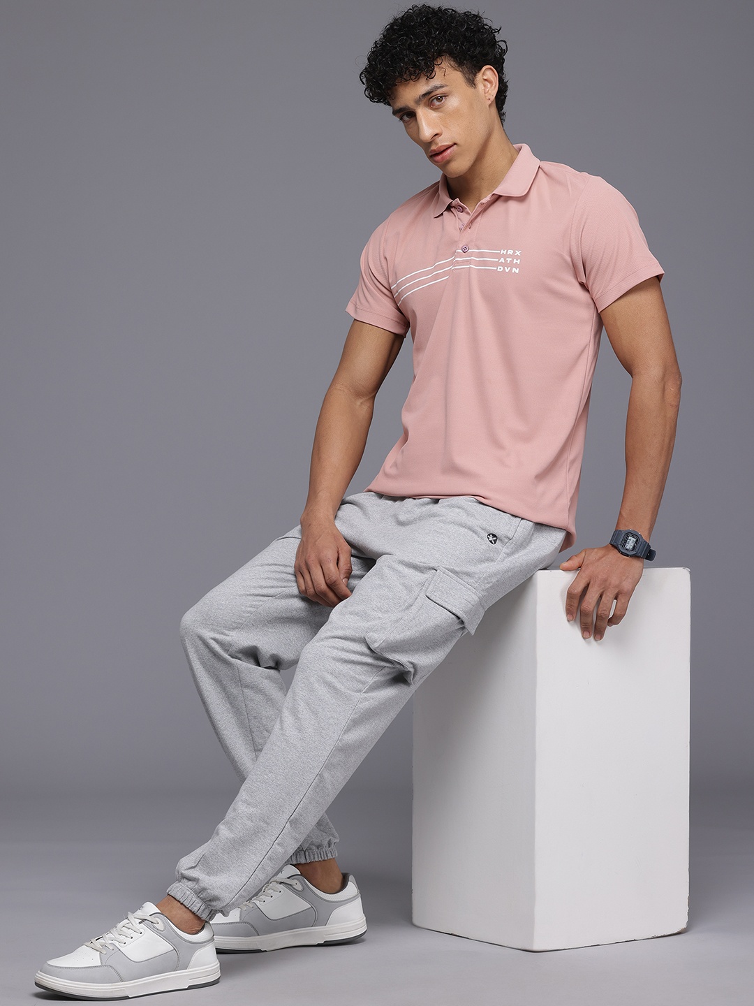 

HRX by Hrithik Roshan Men Striped Polo Collar T-shirt, Pink