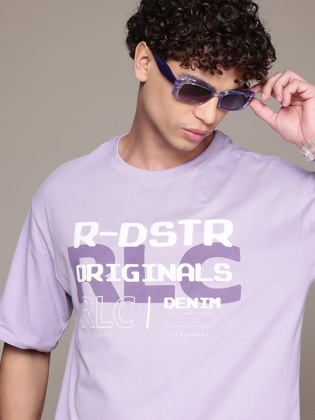 

The Roadster Lifestyle Co. Typography Pure Cotton Relaxed T-shirt, Lavender