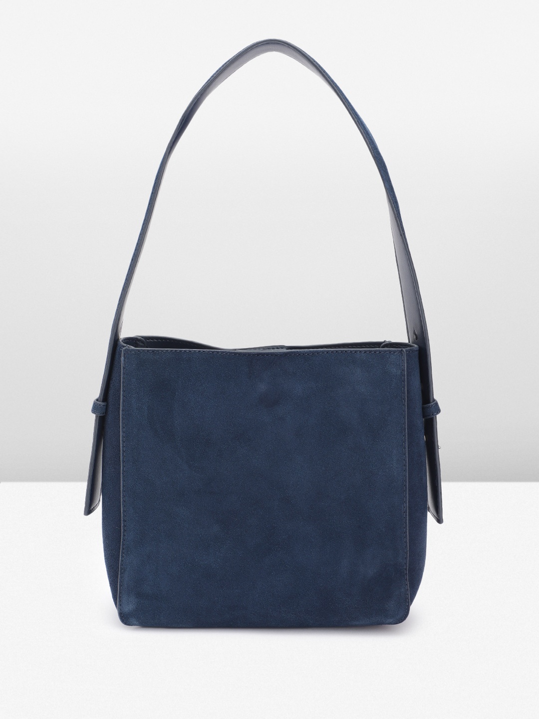 

MANGO Leather Structured Shoulder Bag With Suede Finish, Navy blue