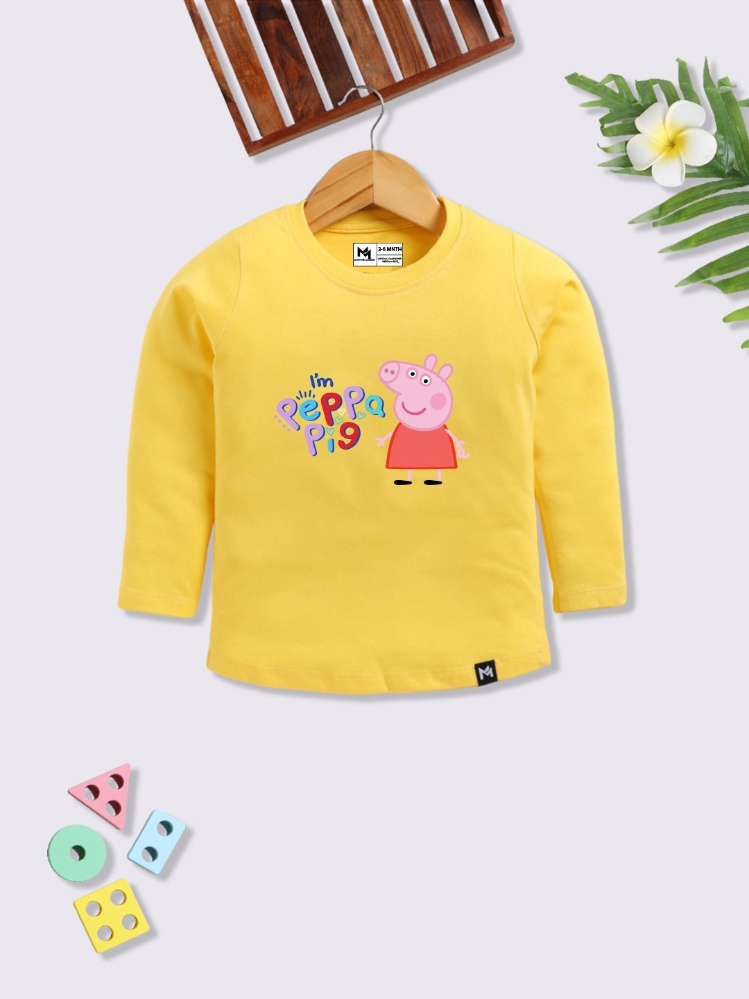 

YK X Minute Mirth Peppa Pig Print Pure Cotton Top, Yellow
