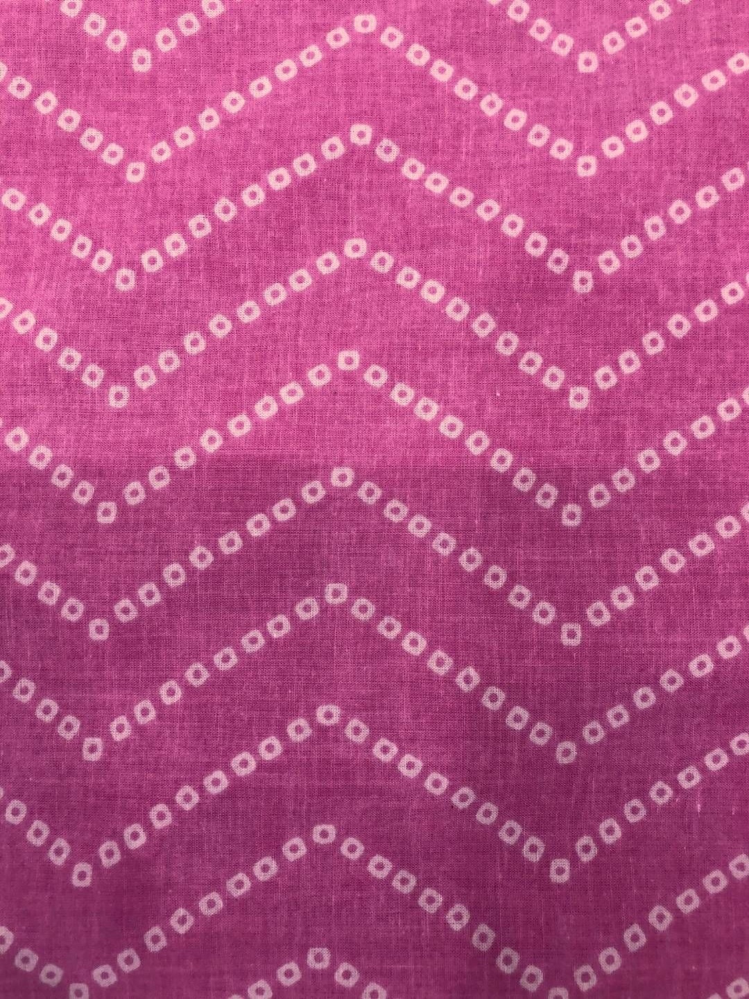 

PALASH Bandhani Printed Block Technique Pure Cotton Unstitched Dress Material, Pink