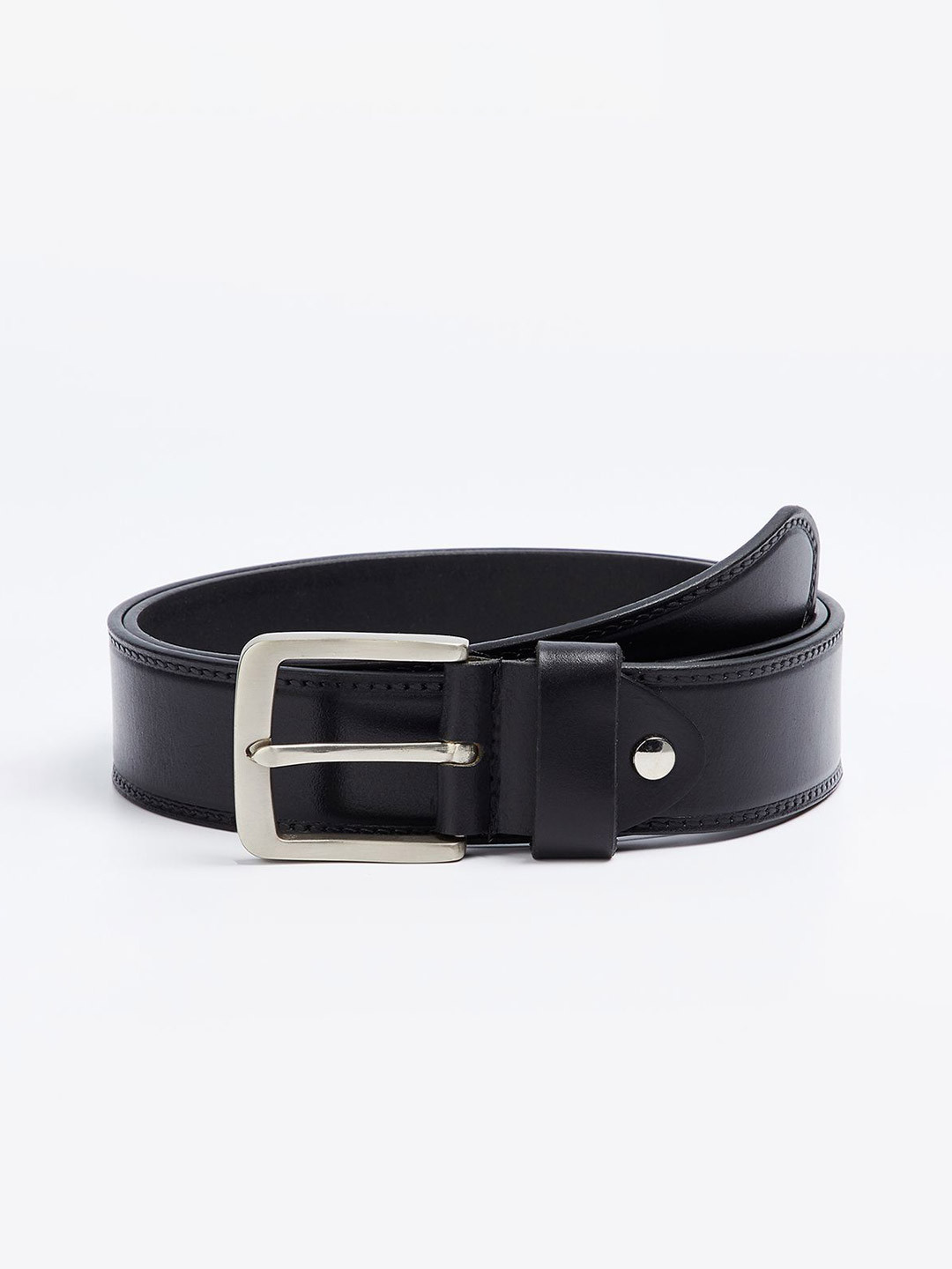 

max Men Leather Tang Belt, Black