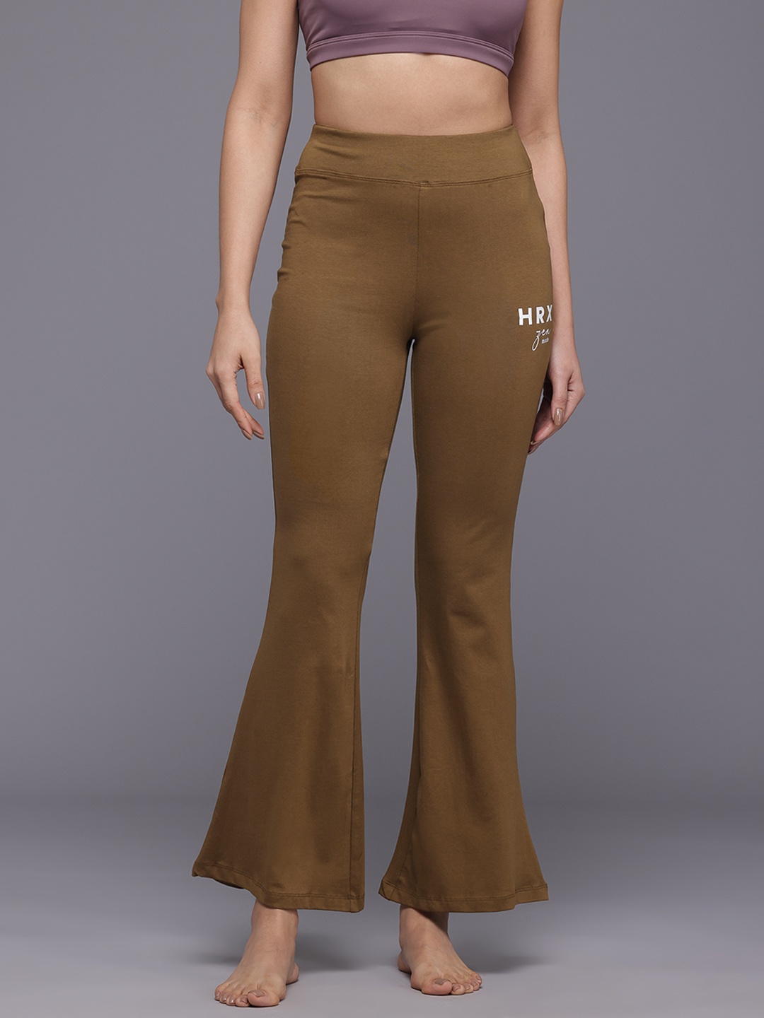 

HRX by Hrithik Roshan Women Flared Yoga Tights, Brown