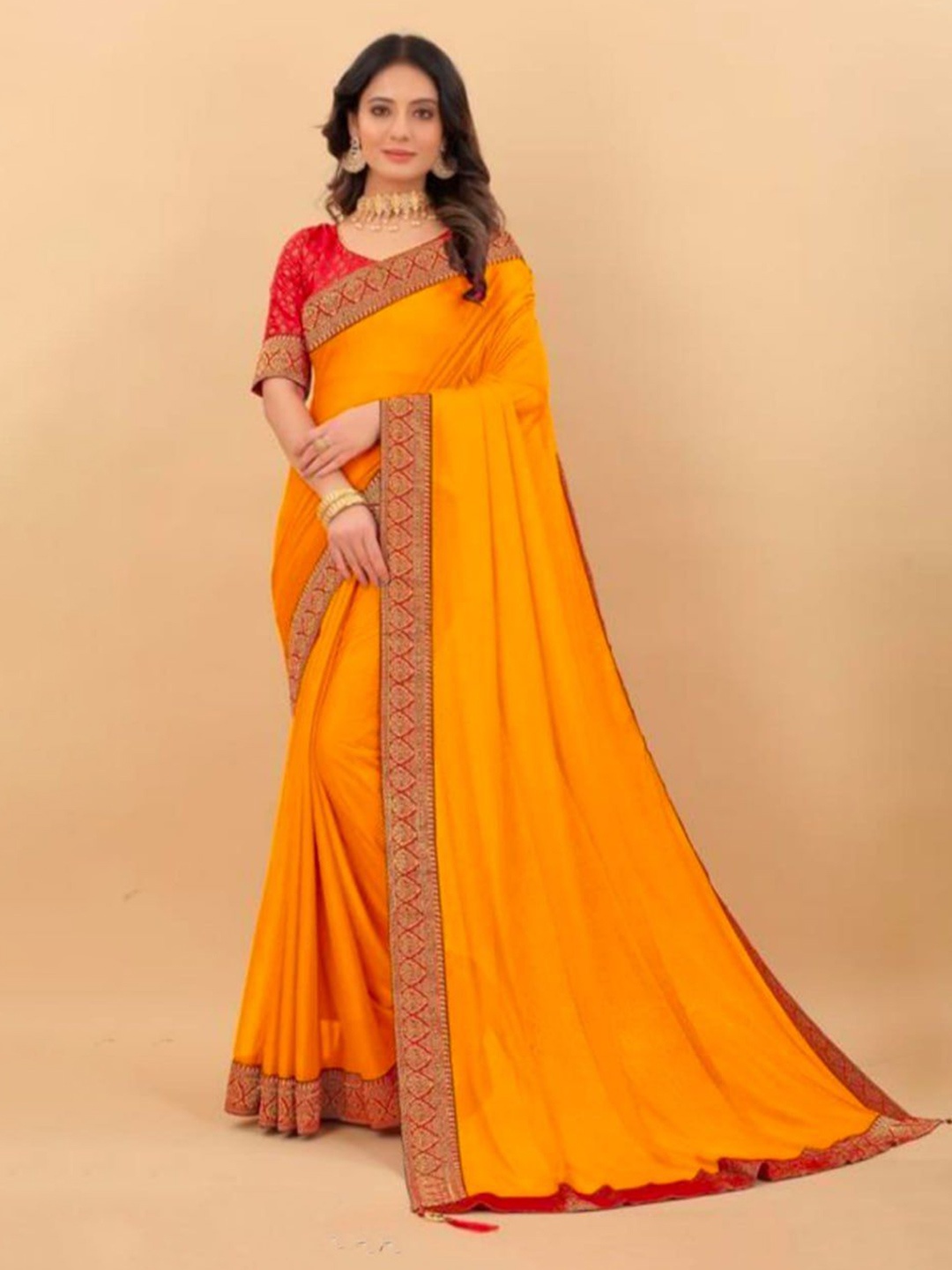 

BAESD Embroidered Pure Georgette Banarasi Saree, Yellow