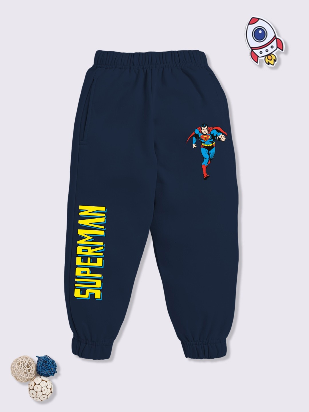 

YK X Minute Mirth Boys Graphic Printed Joggers, Navy blue