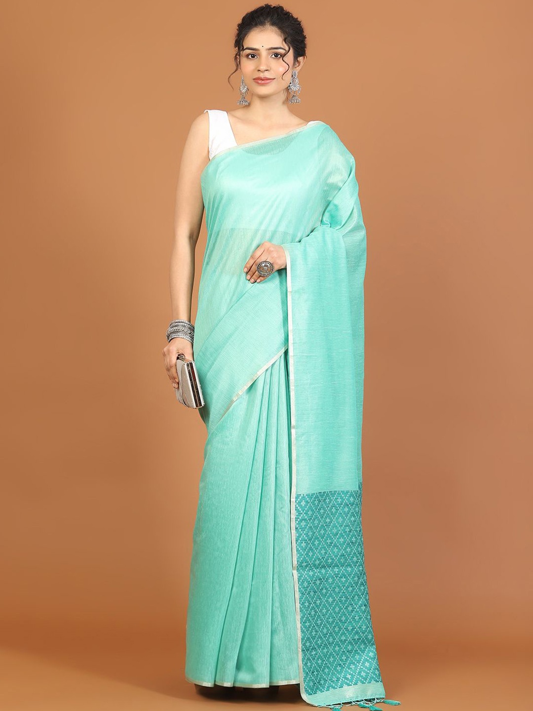 

Meena Bazaar Art Silk Saree, Sea green