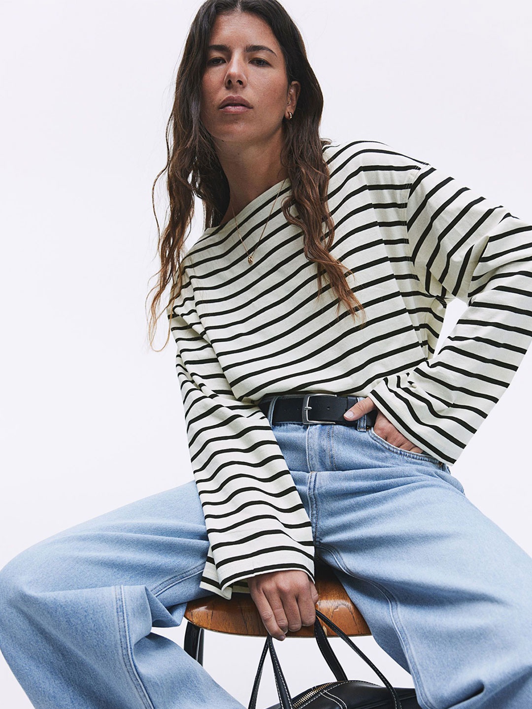 

H&M Boat-Neck Cotton Top, White