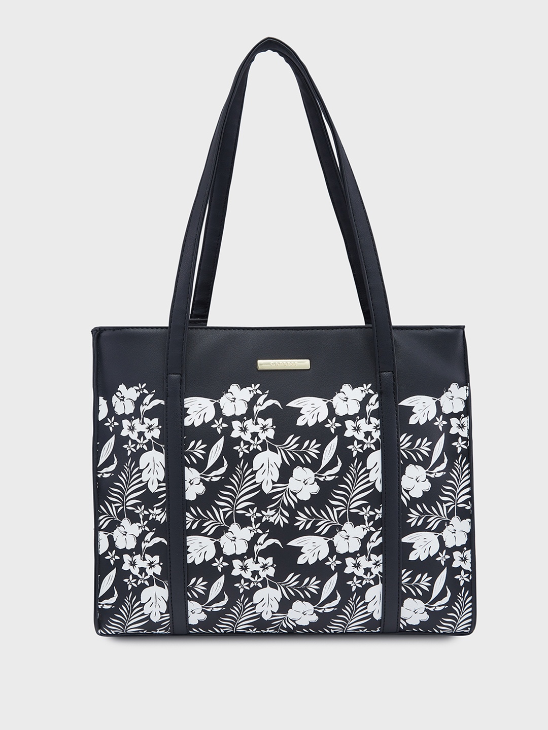 

Caprese Floral Printed Structured Shoulder Bag, Black