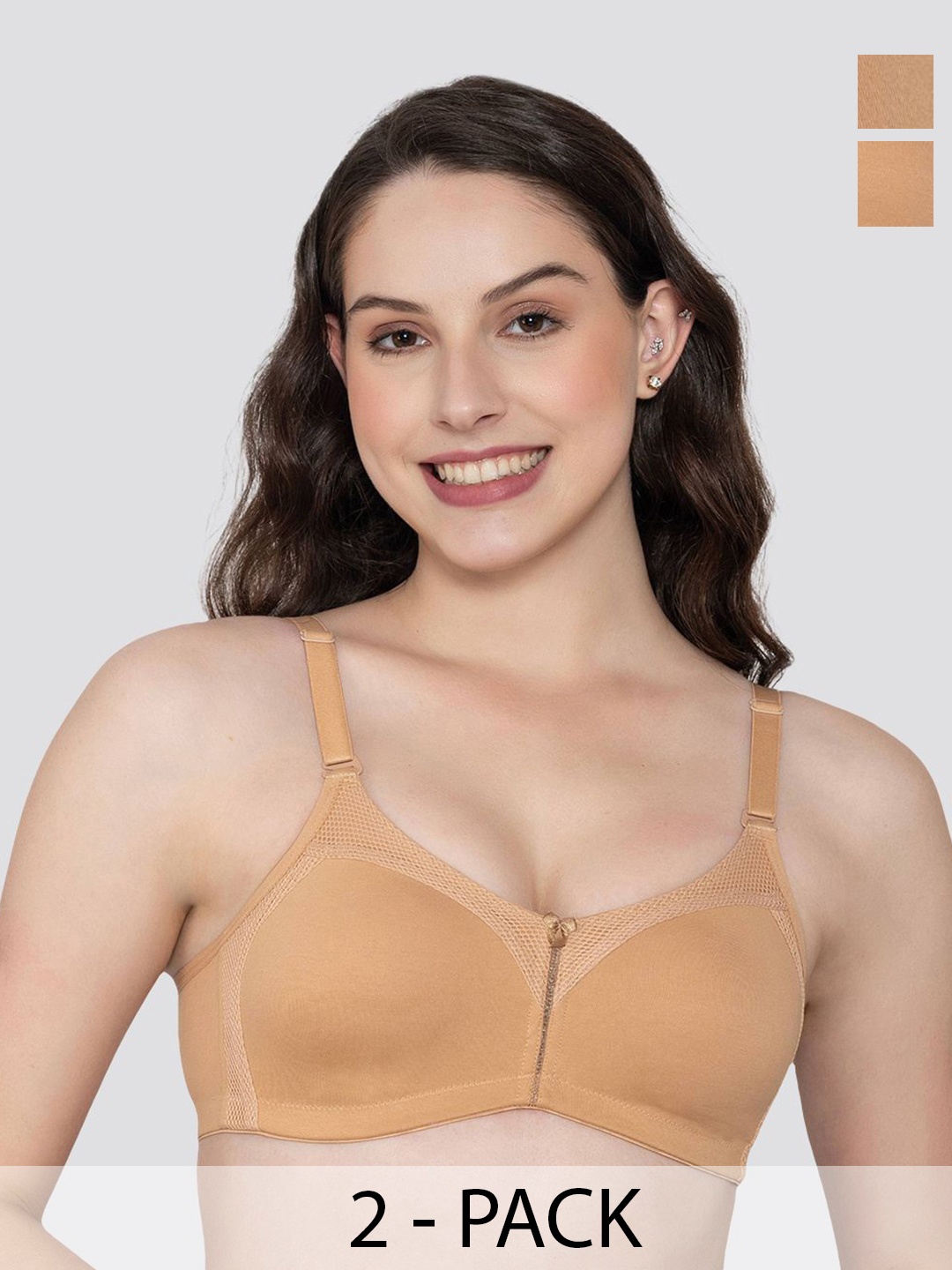 

K LINGERIE Pack of 2 Moody Non Padded Everyday Bra, Nude