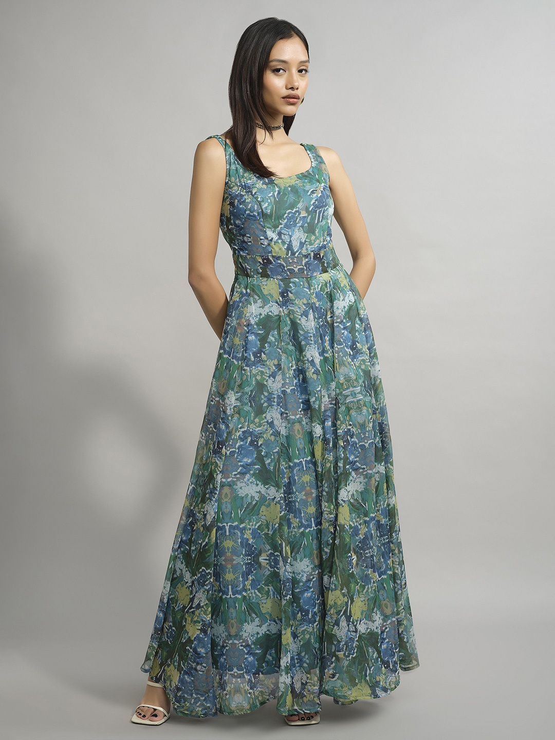 

AND Women Floral Printed Maxi Dress, Green