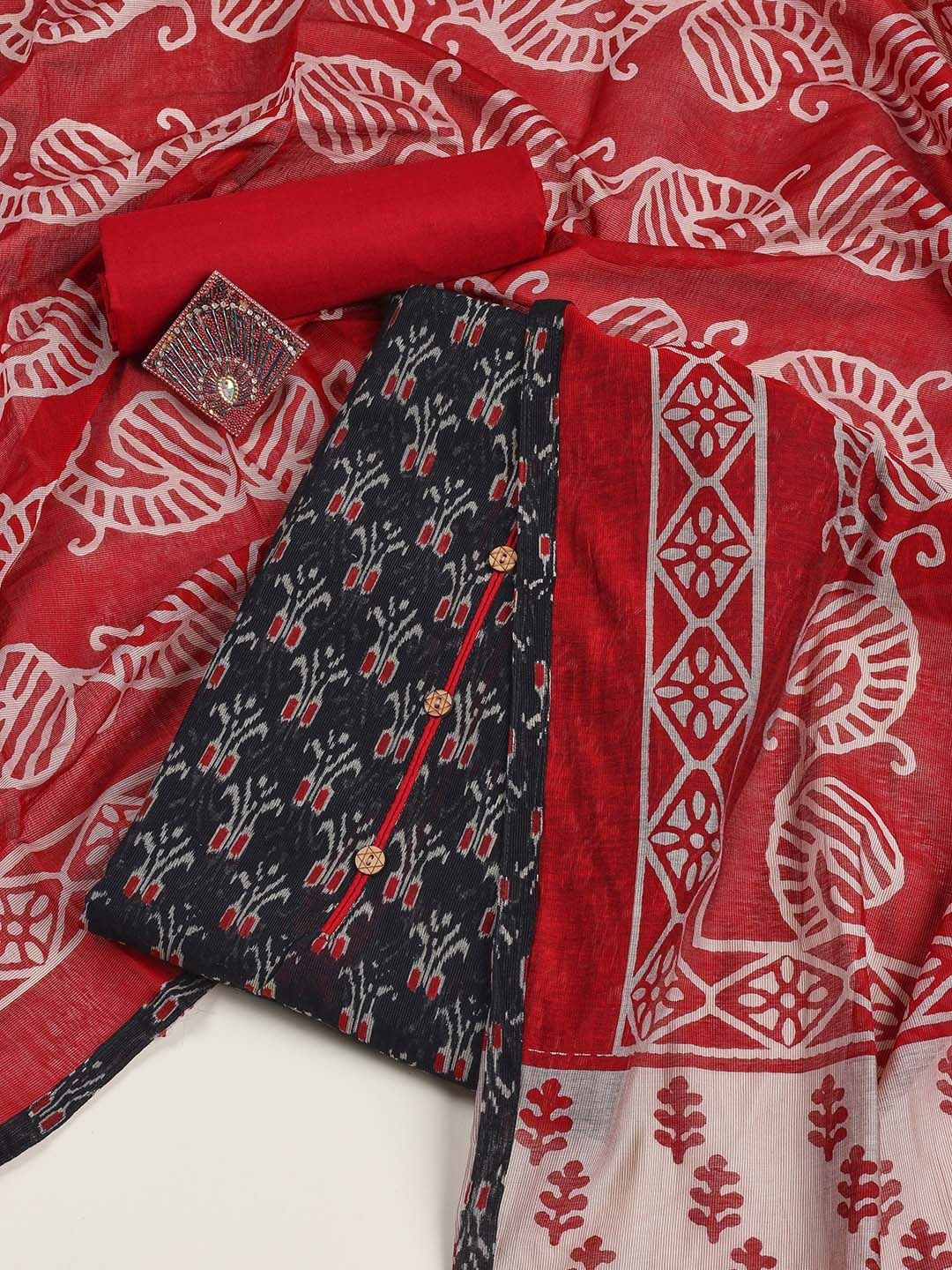 

Meena Bazaar Printed Unstitched Dress Material, Black
