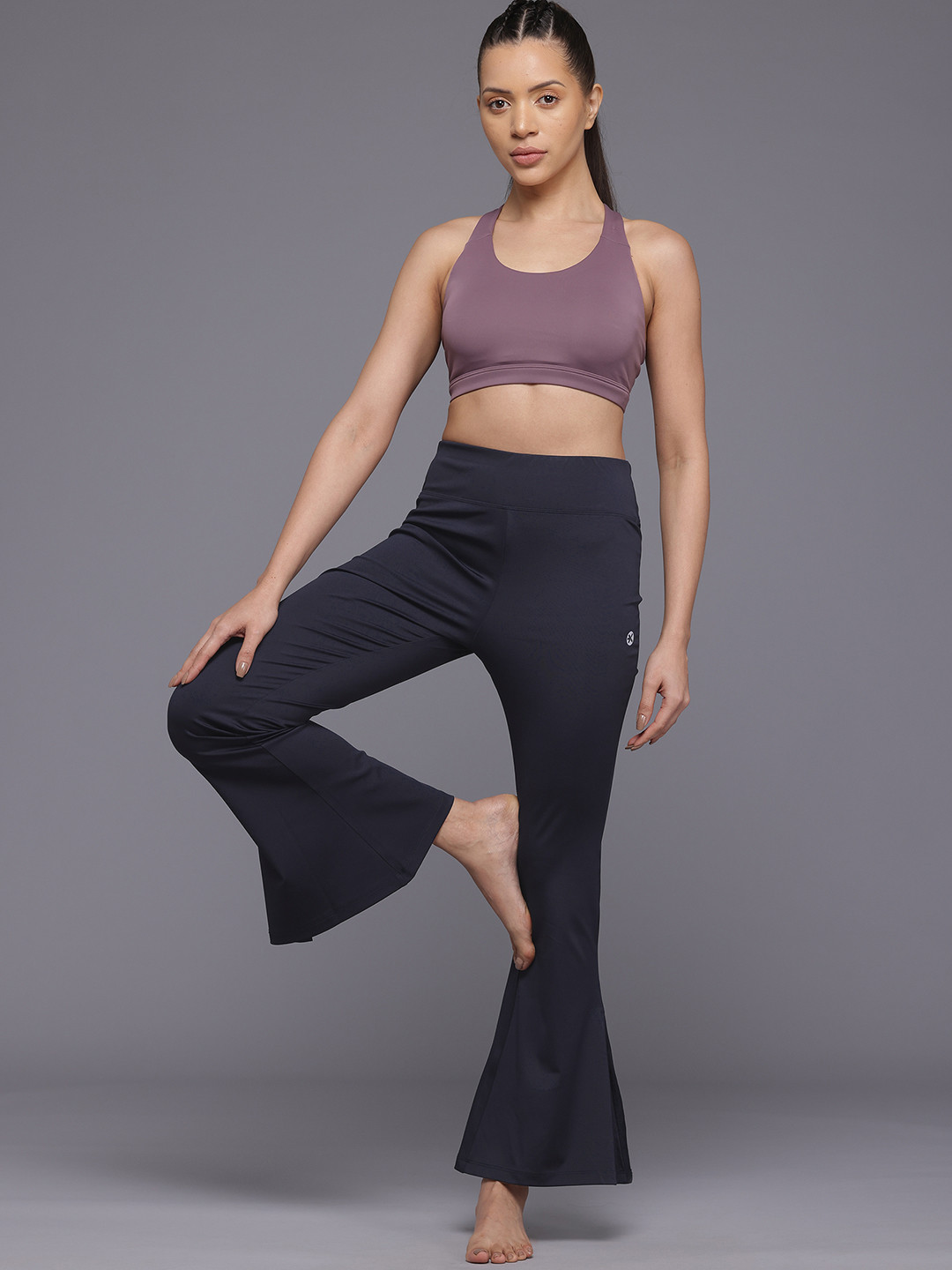 

HRX by Hrithik Roshan Women Yoga Tights with Slits, Navy blue