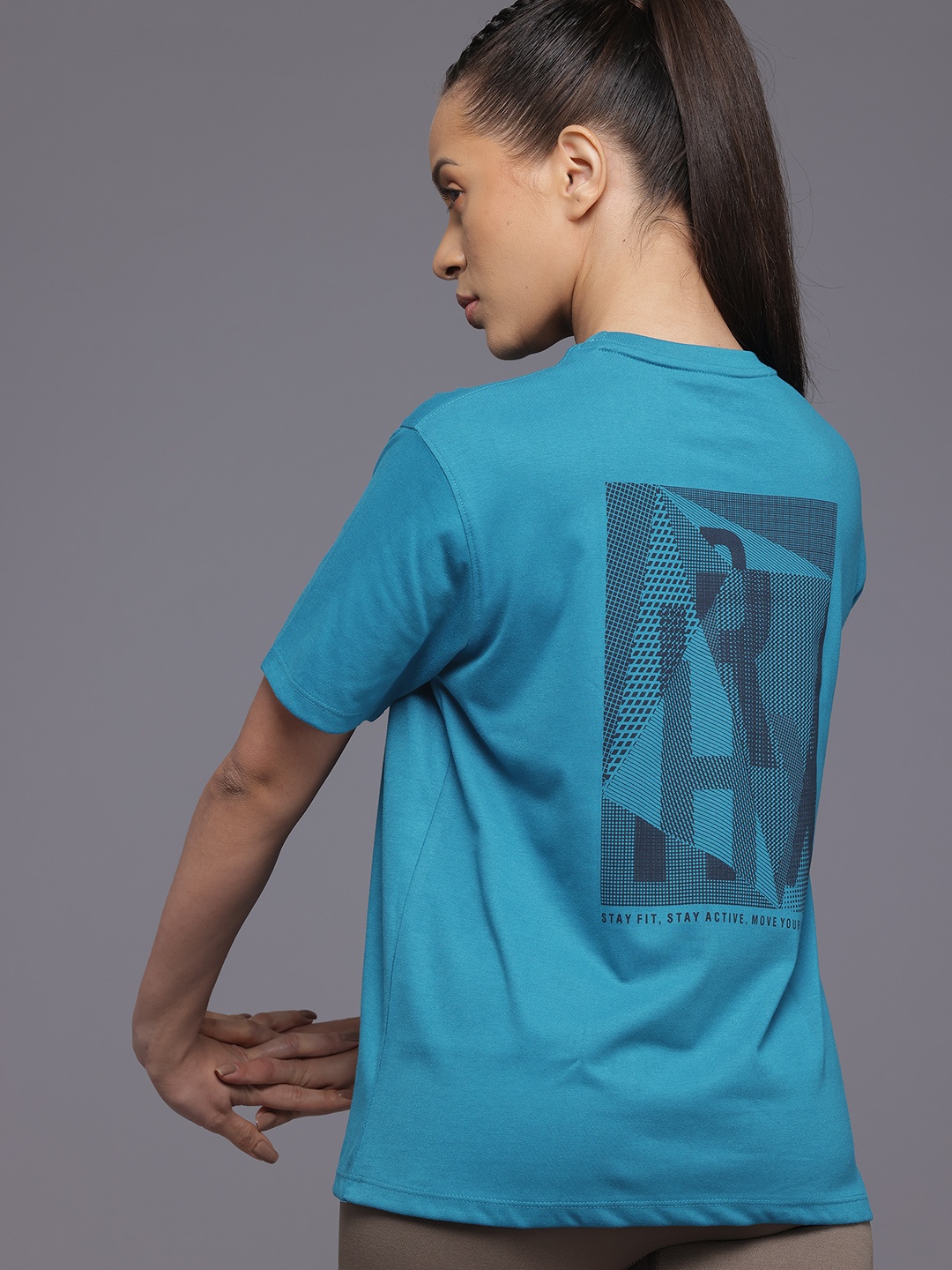 

HRX by Hrithik Roshan Twin Collection Printed Training T-shirt, Blue