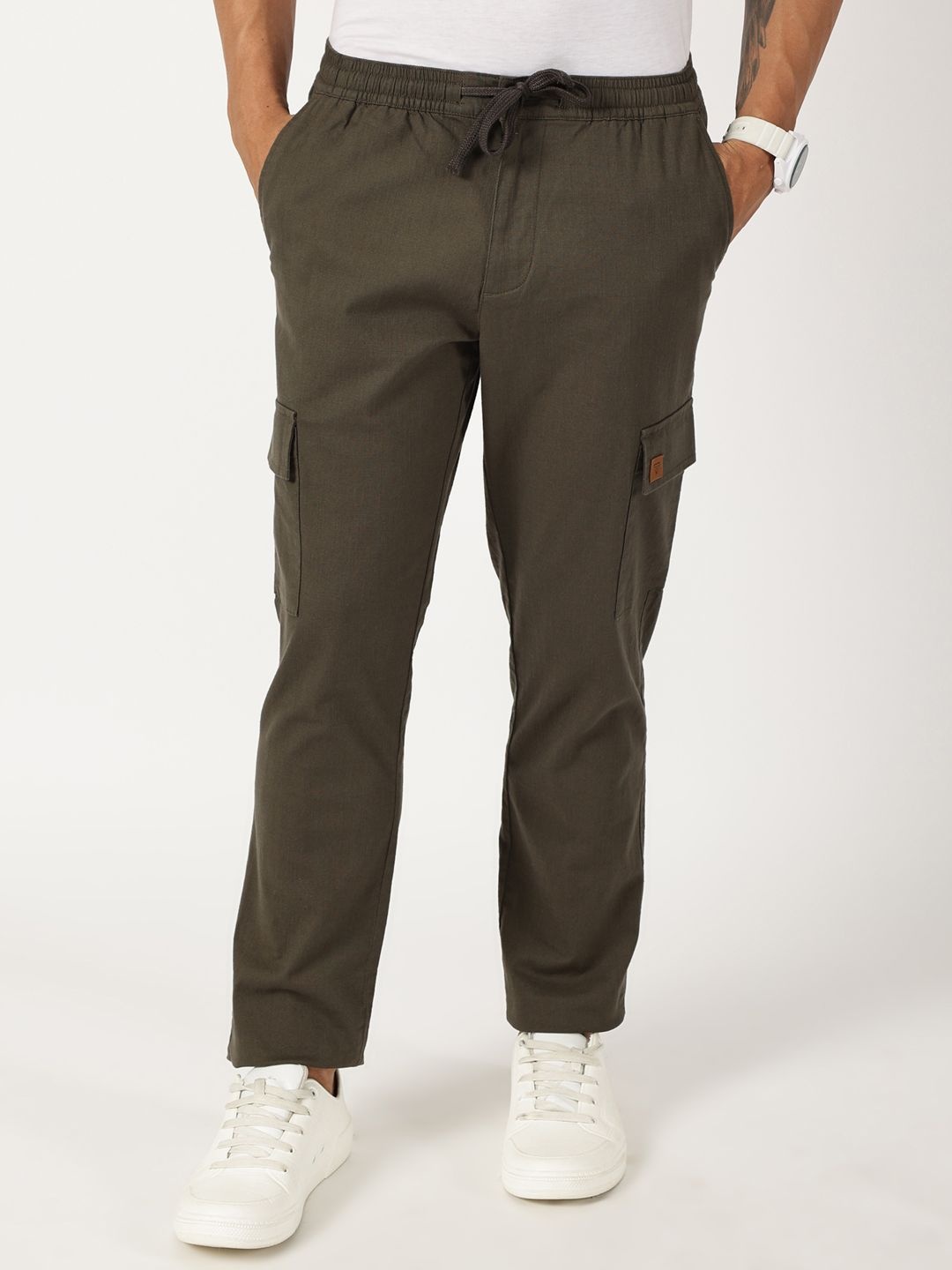 

Thomas Scott Men Smart Straight Fit Easy Wash Trousers, Olive