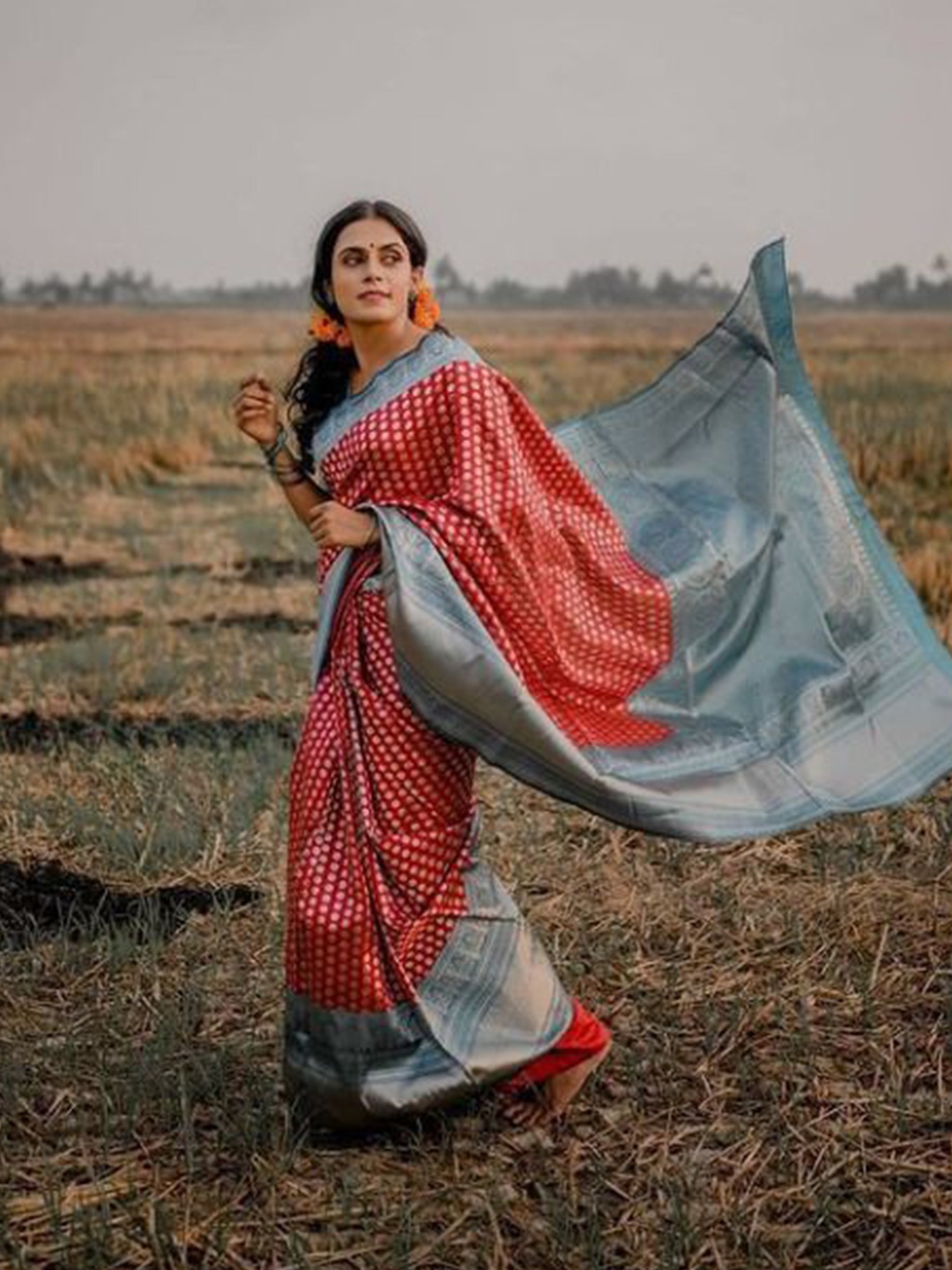 

Upalksh Woven Design Zari Kanjeevaram Saree, Red