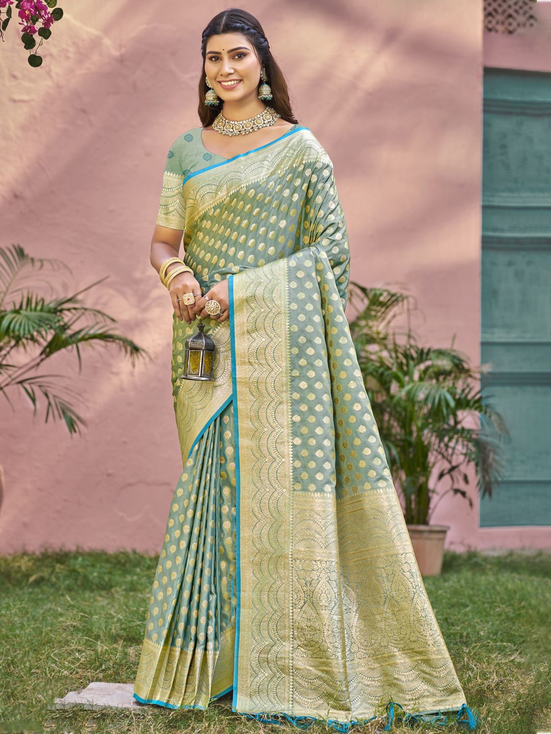 

SANGAM PRINTS Woven Design Banarasi Saree, Turquoise blue