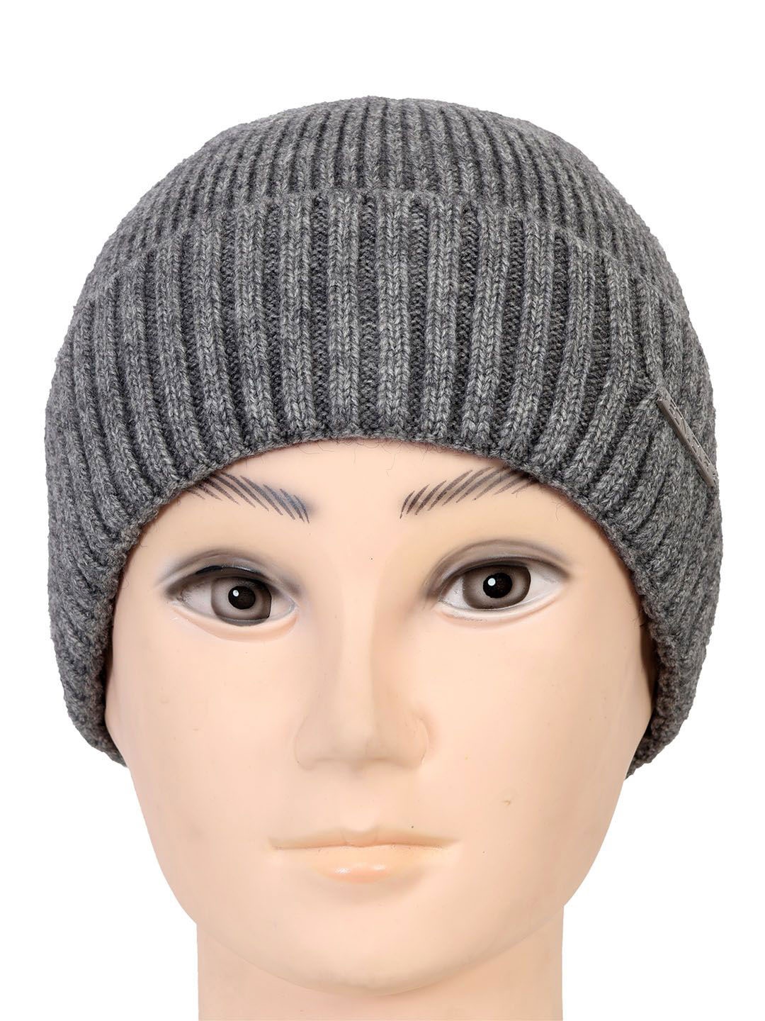 

Bonjour Men Solid Woollen Beanie, Grey