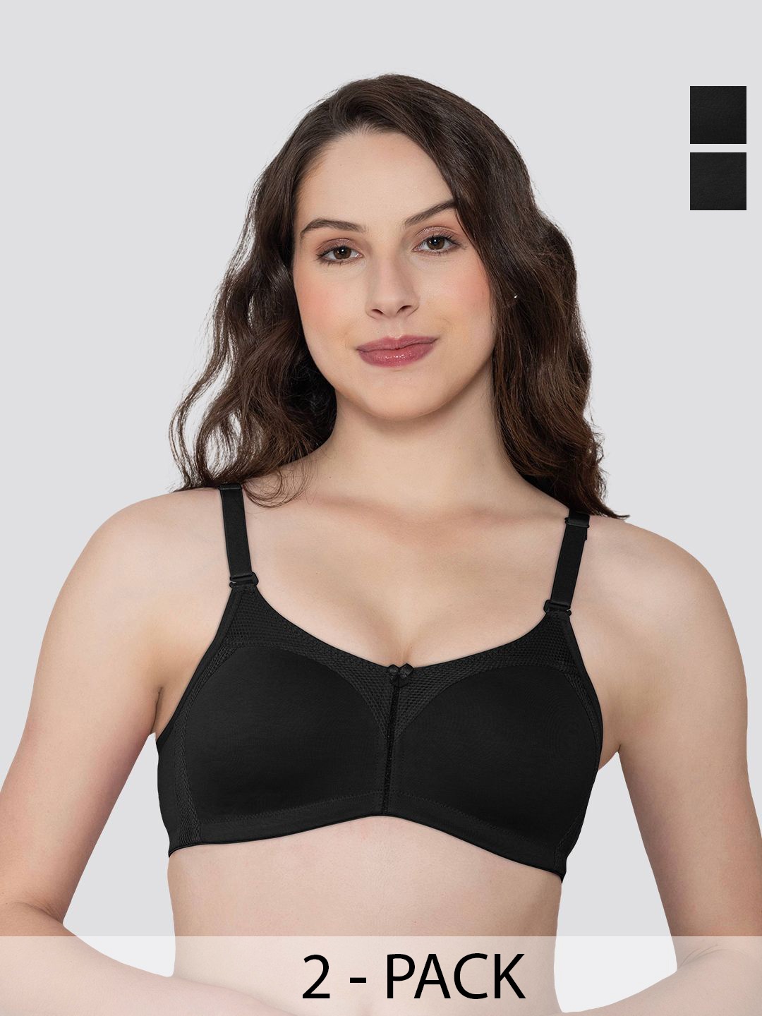 

K LINGERIE Pack of 2 Moody Non Padded Everyday Bra, Black