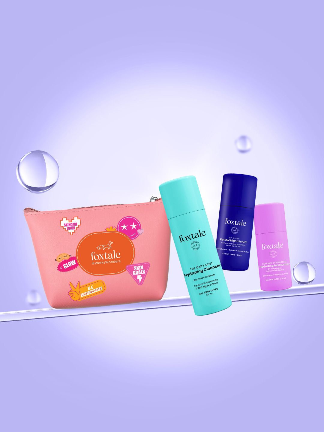 

FoxTale Youthful Radiance Travel Kit for Hydration & Radiance, Pink
