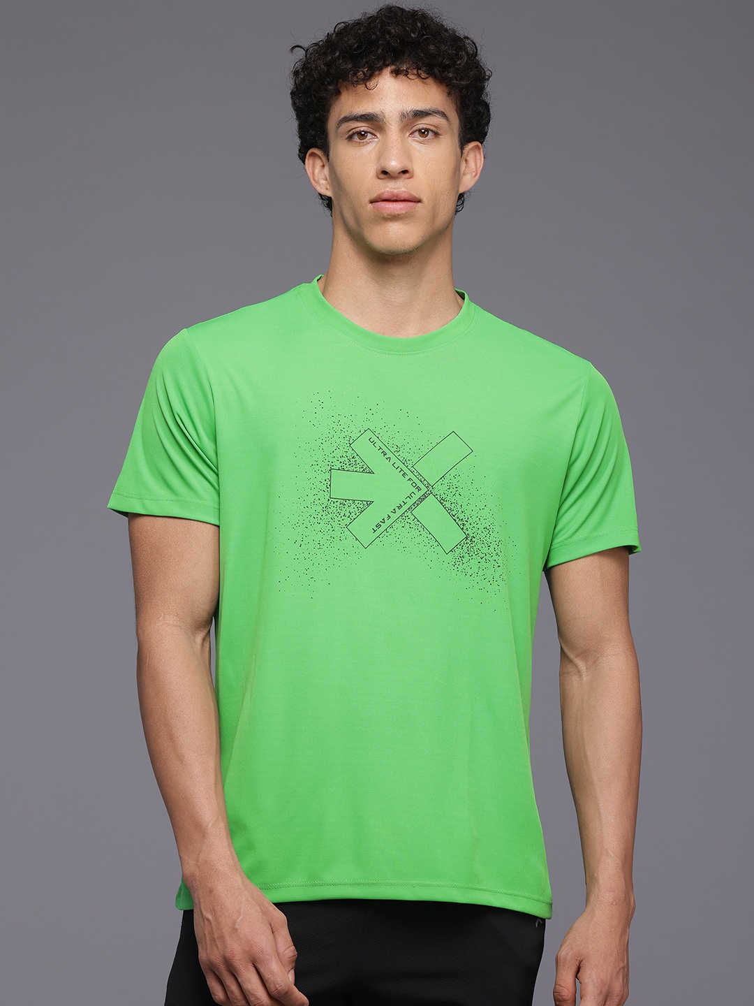 

HRX by Hrithik Roshan Brand Logo Print Running T-shirt, Green