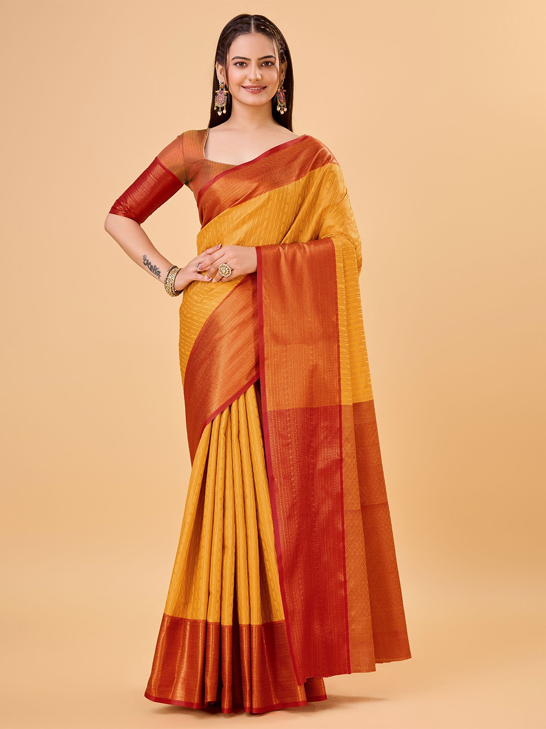 

Upalksh Woven Design Banarasi Saree, Yellow